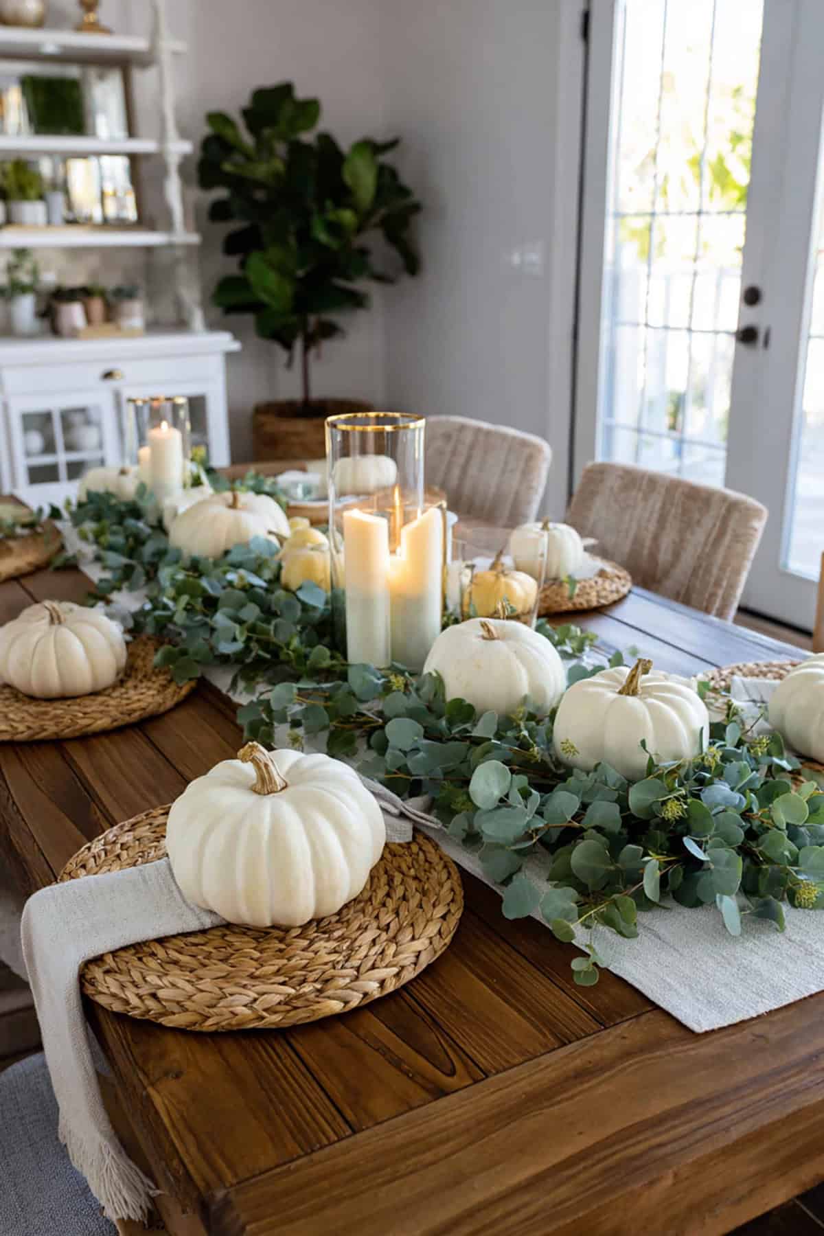 White Pumpkins and Eucalyptus Glow
