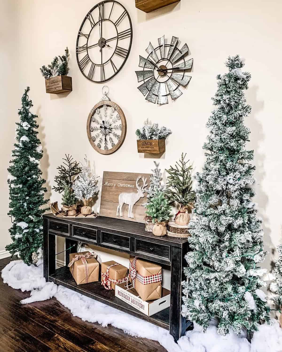 Winter Woodland Entryway with Frosted Accents