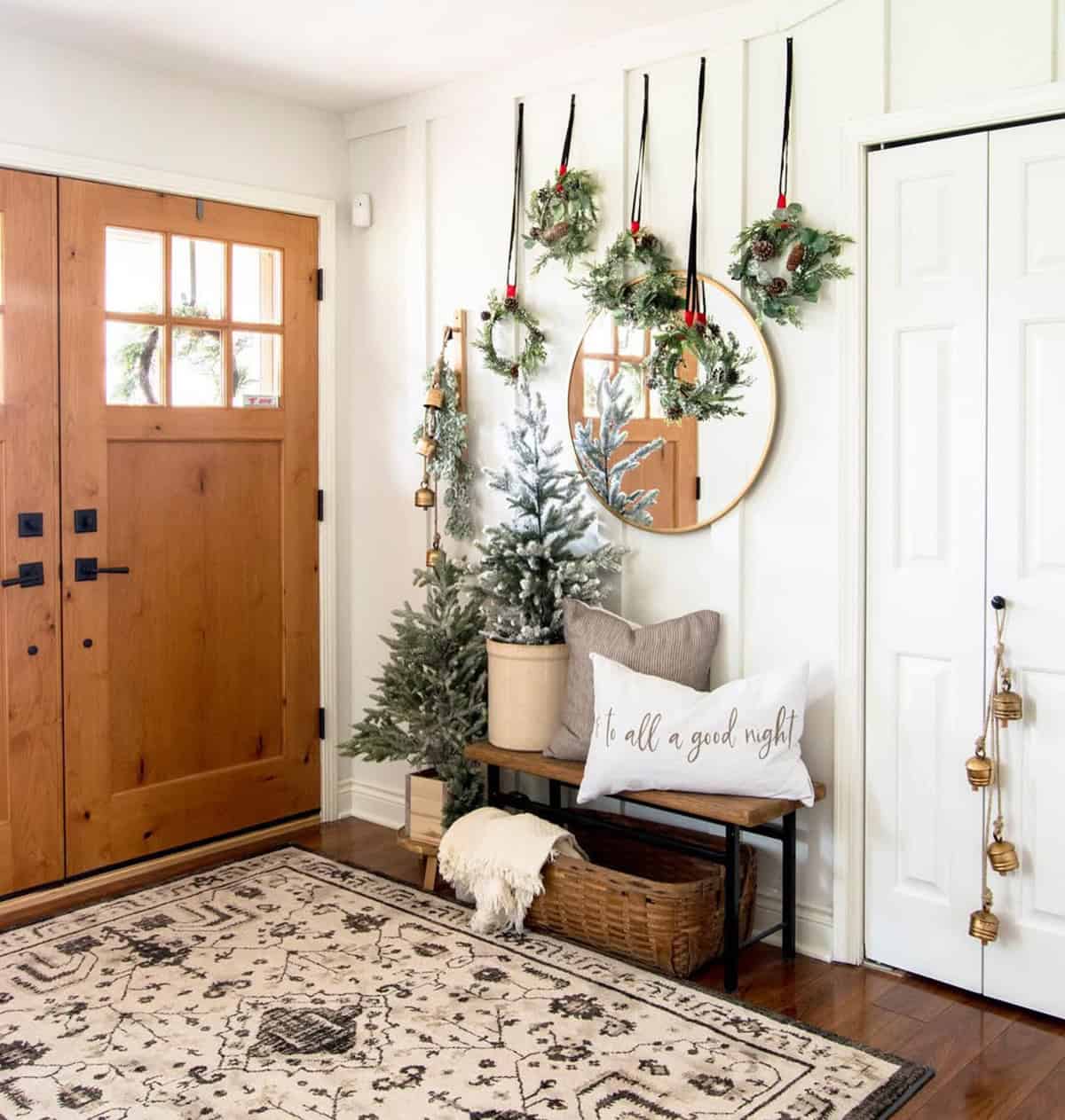 Wreath Wall with Warm Wood Door
