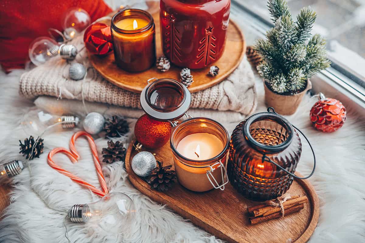 Amber Candle Tray by the Window