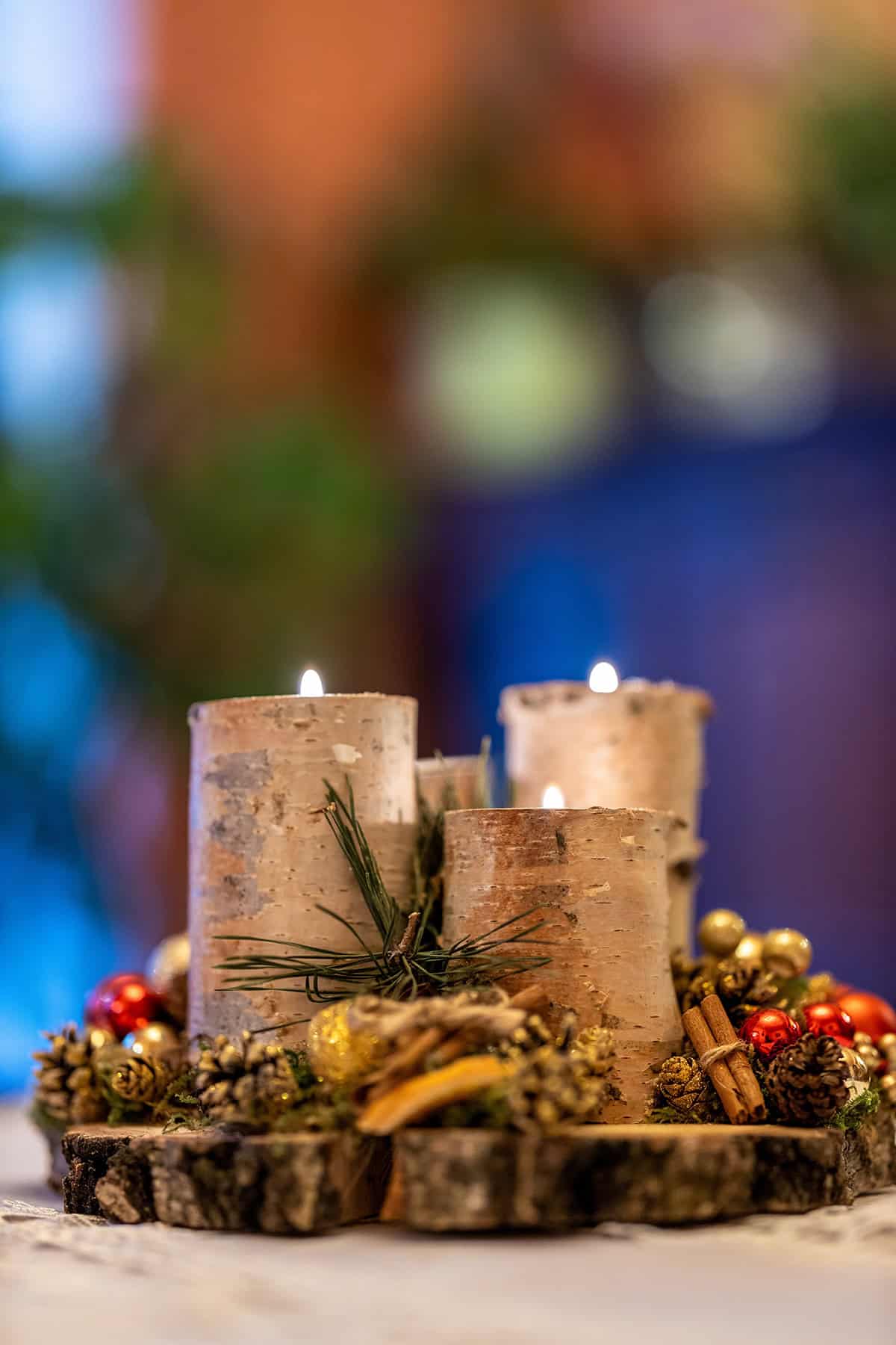 Birch Bark Candle Centerpiece