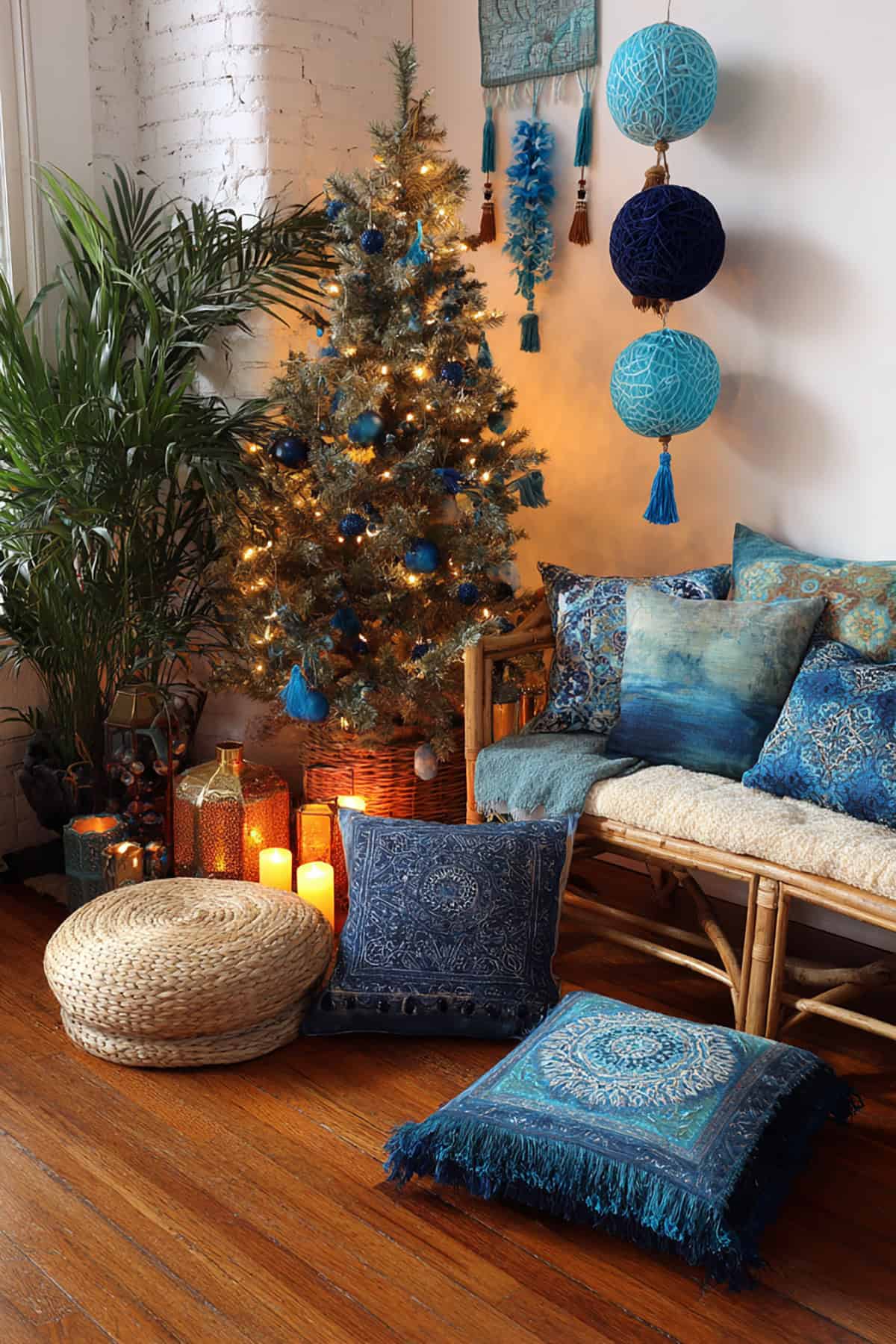 Blue Boho Christmas Corner