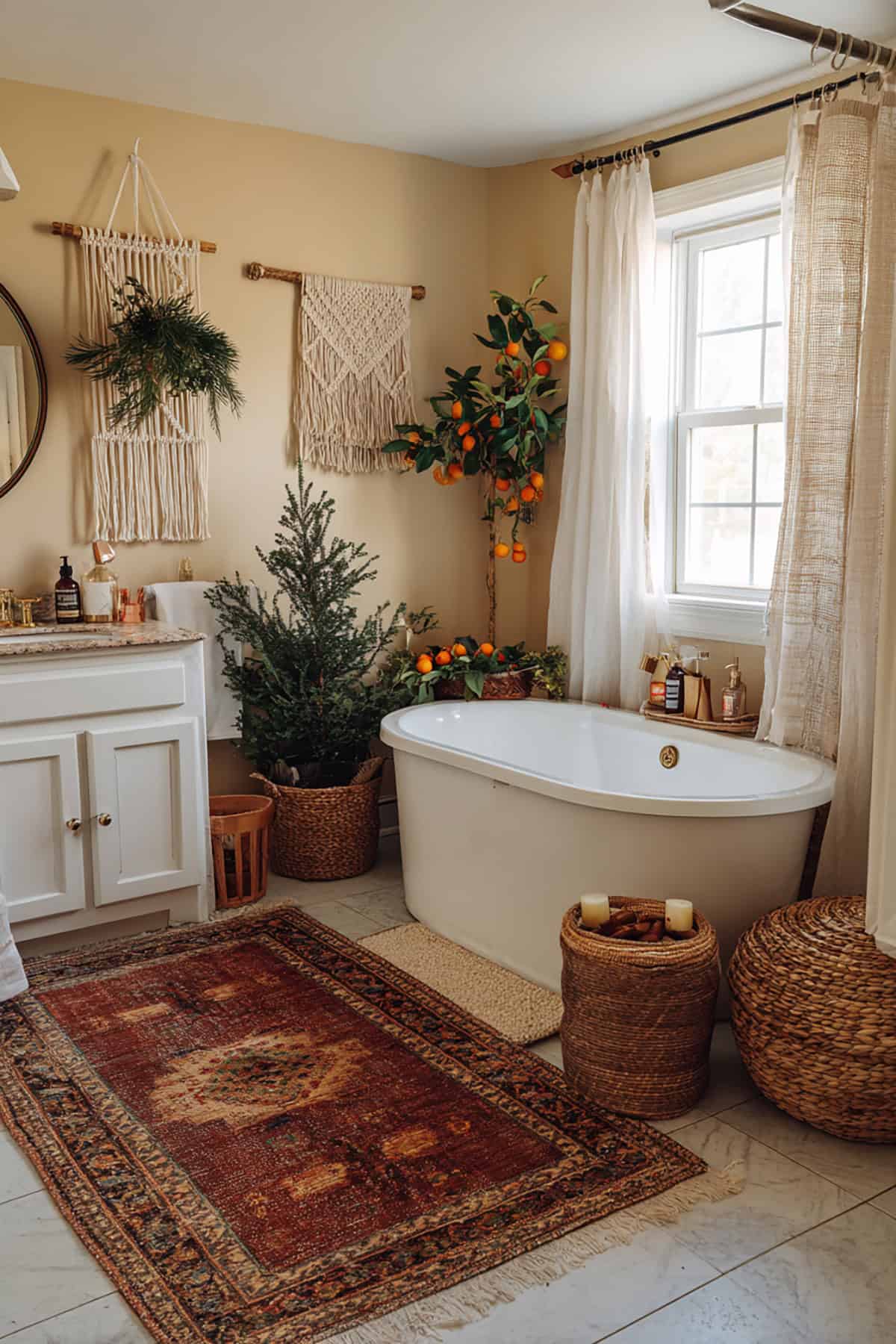 Boho Christmas Bathroom