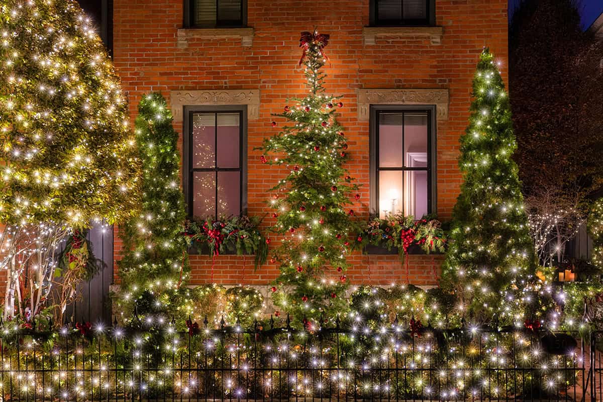 Brick Home with Classic Holiday Lights