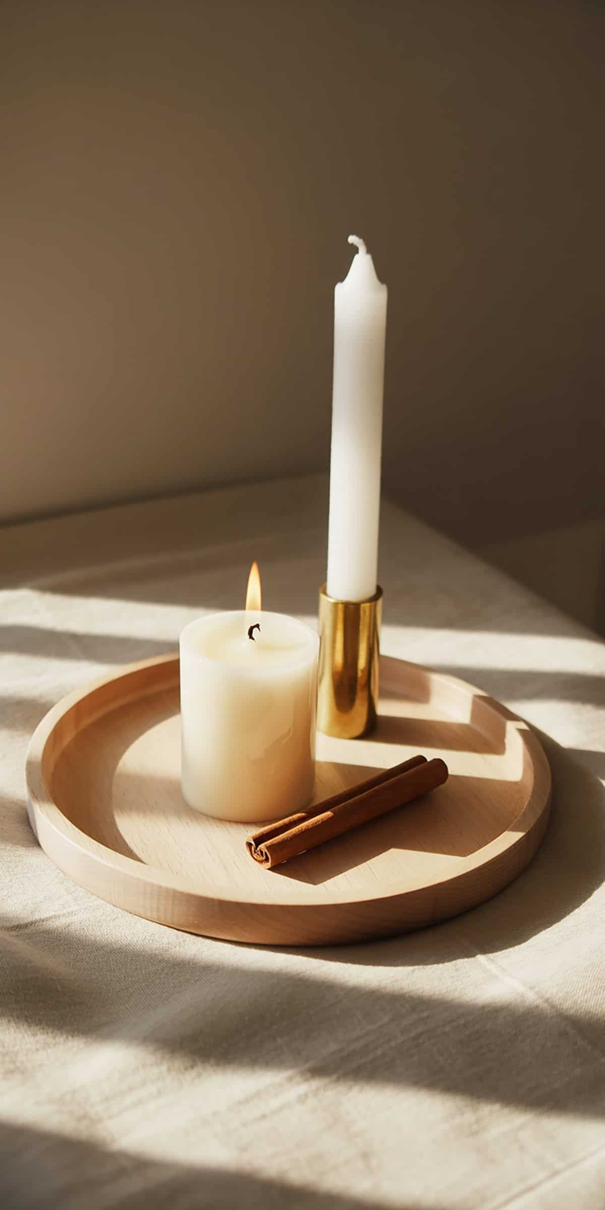 Candle and Cinnamon Still Life