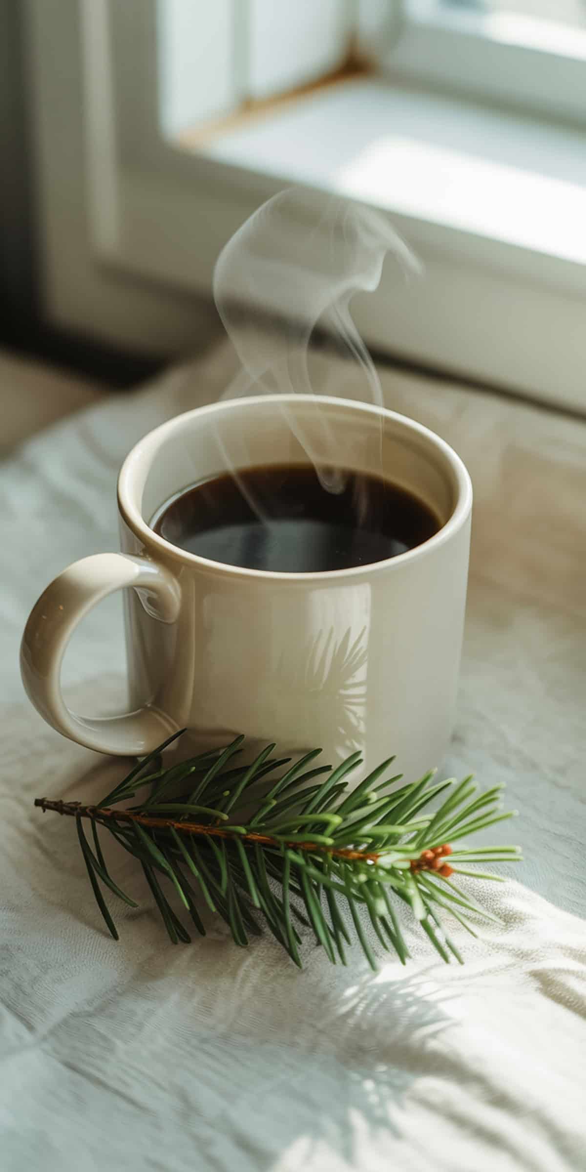 Ceramic Mug and Pine Sprig