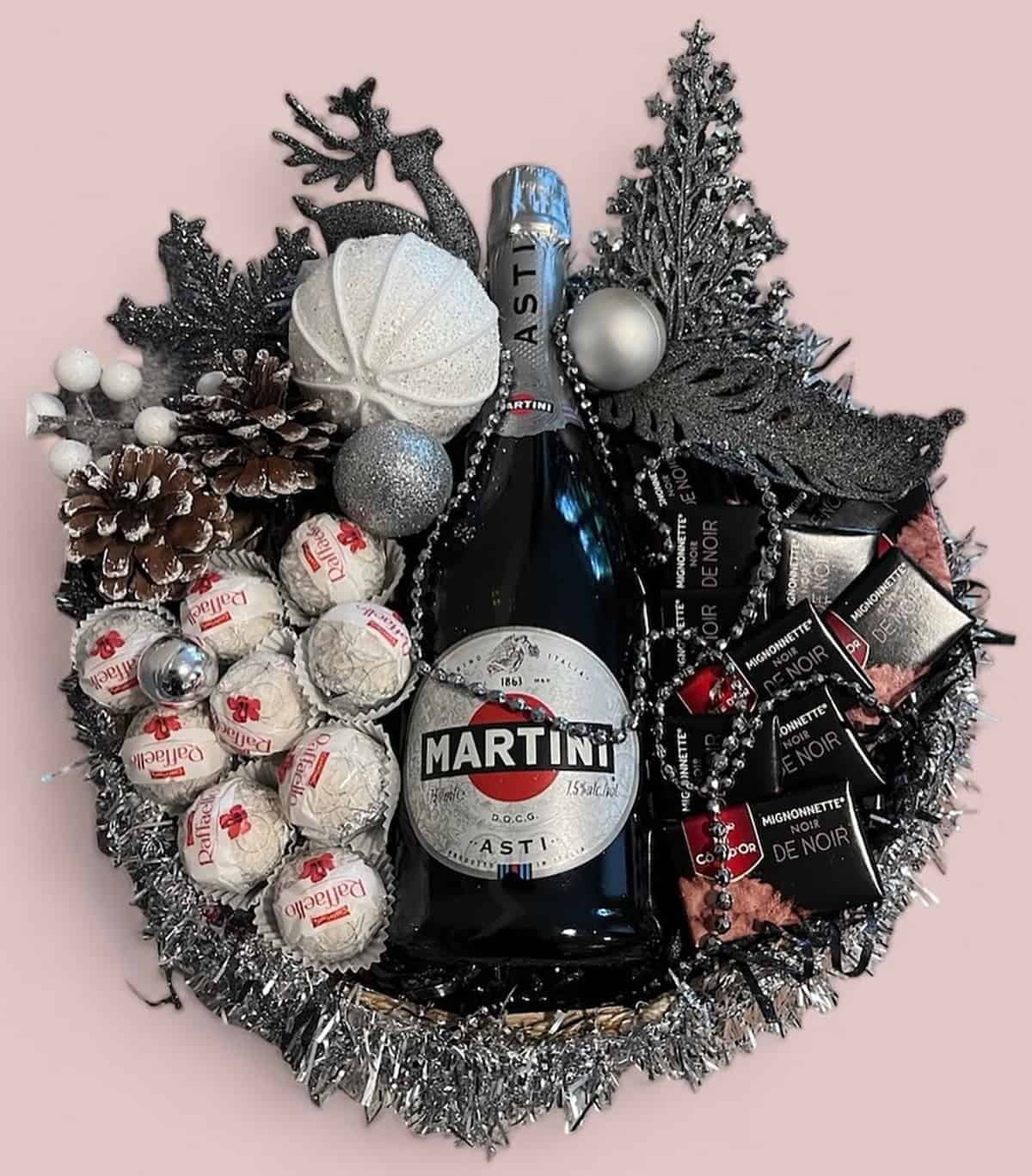 Champagne and Silver Holiday Basket