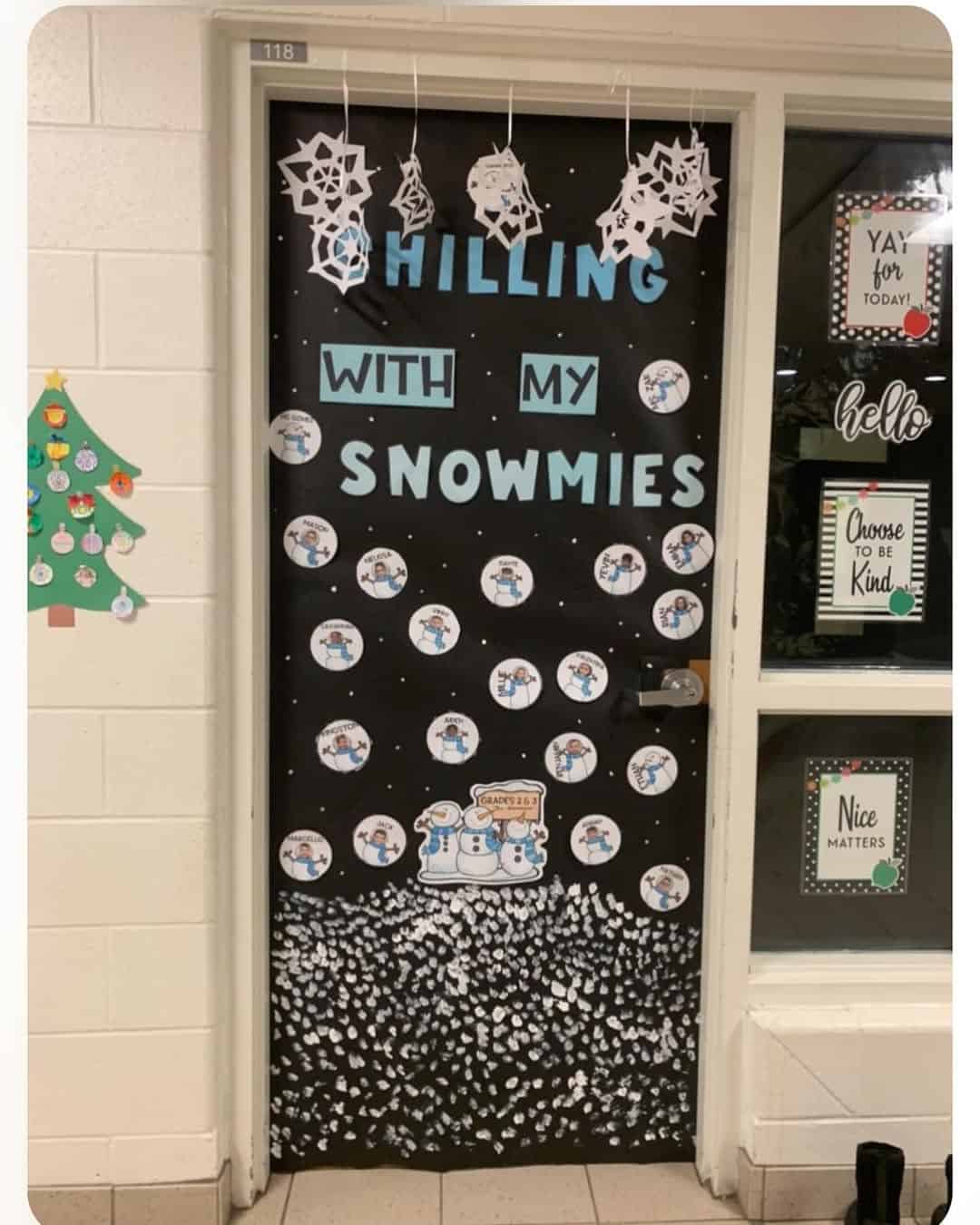 Chilling With My Snowmies Door