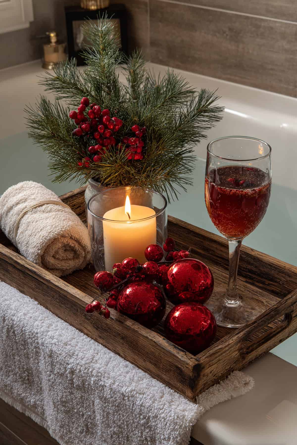 Christmas Bath Tray Arrangement