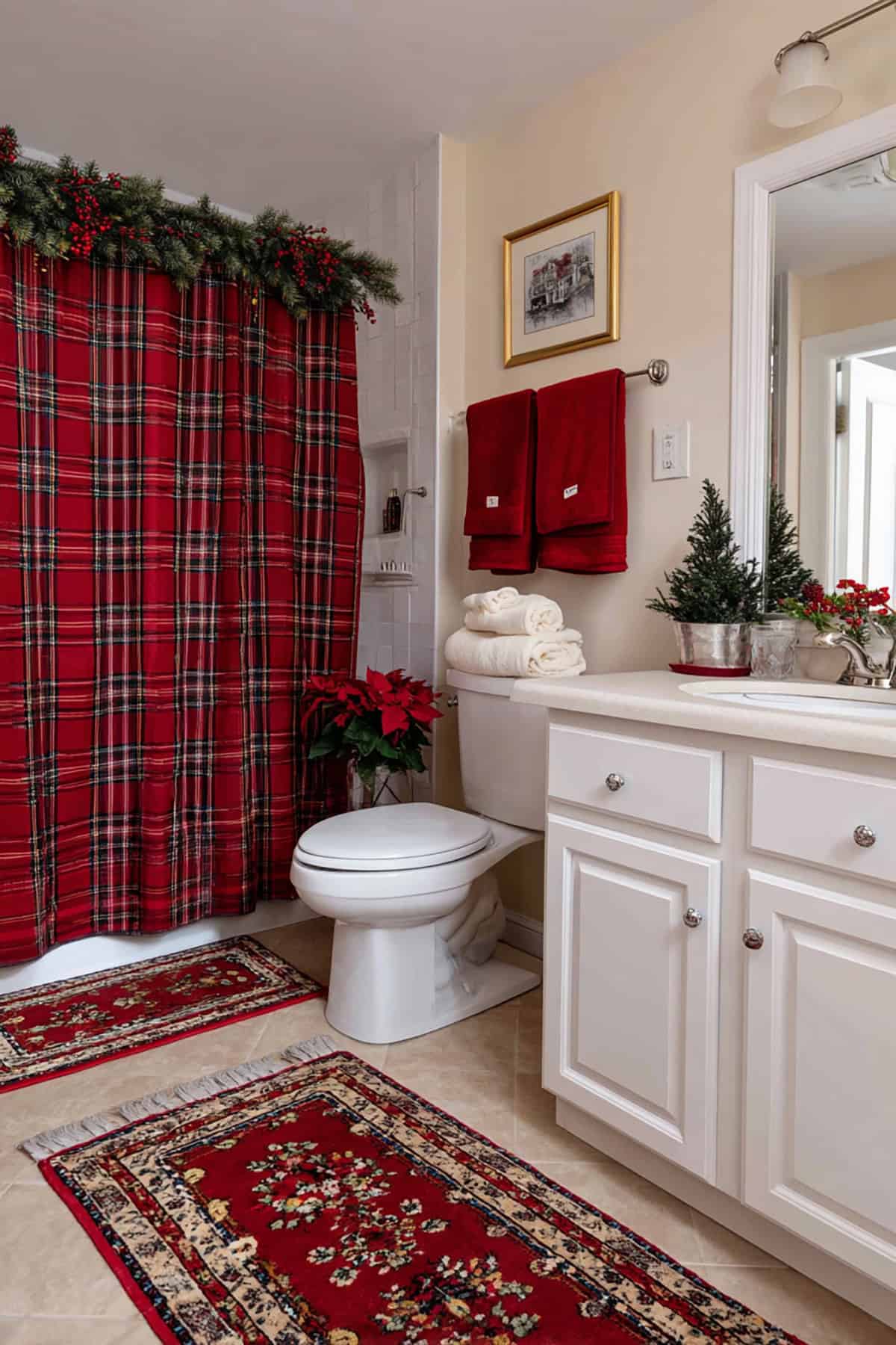 Classic Red Christmas Bathroom