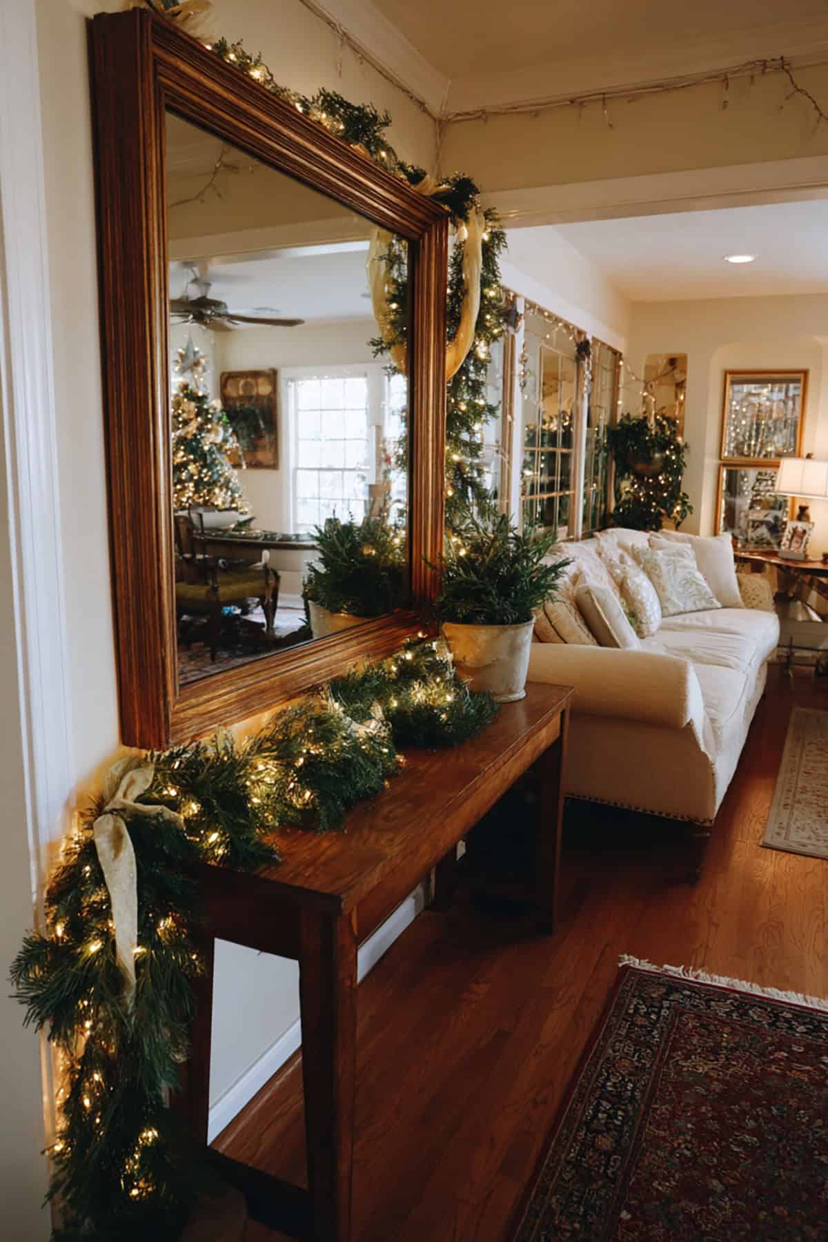 Console Mirror With Mini Garland