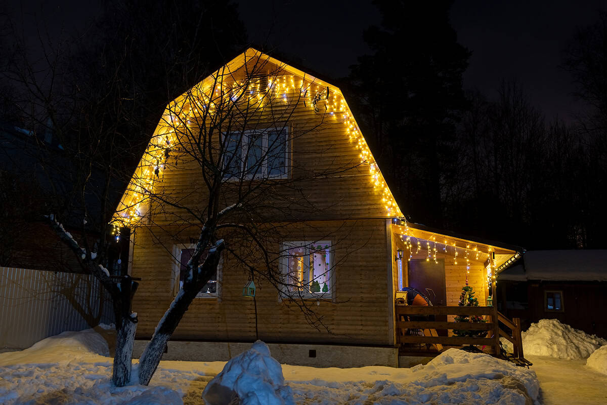 Cozy Cabin With Amber Roof Lights
