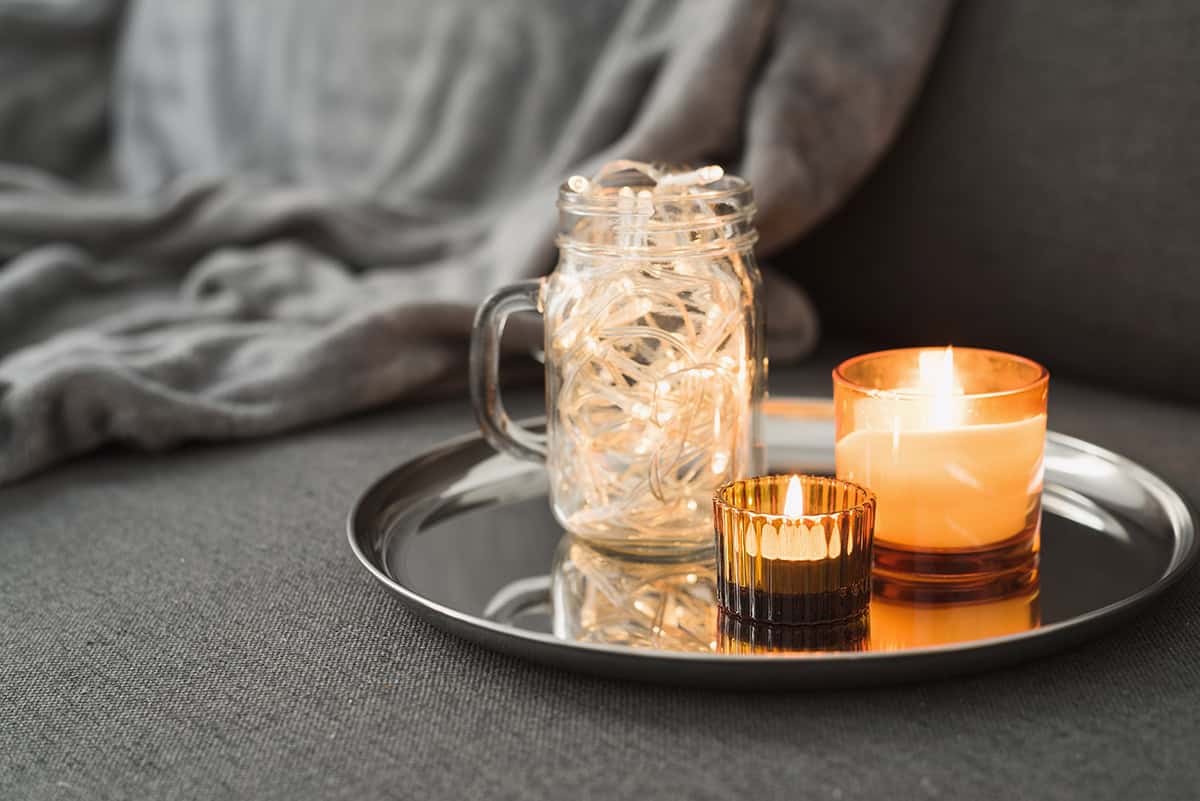 Cozy Candle Tray with Mason Jar Lights