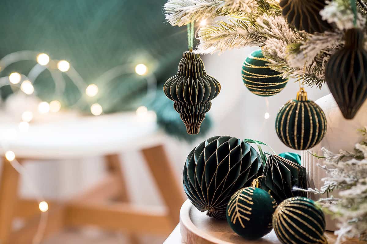Deep Green Paper Ornaments with Clean Scandinavian Lines