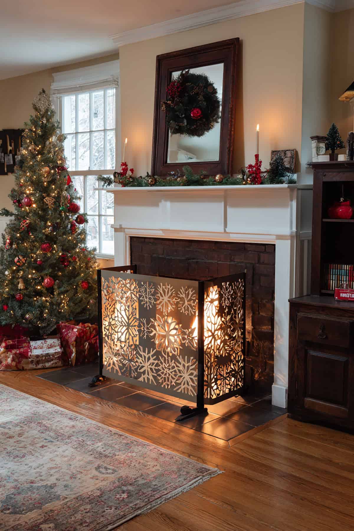 Fireplace Screen With Christmas Cutouts