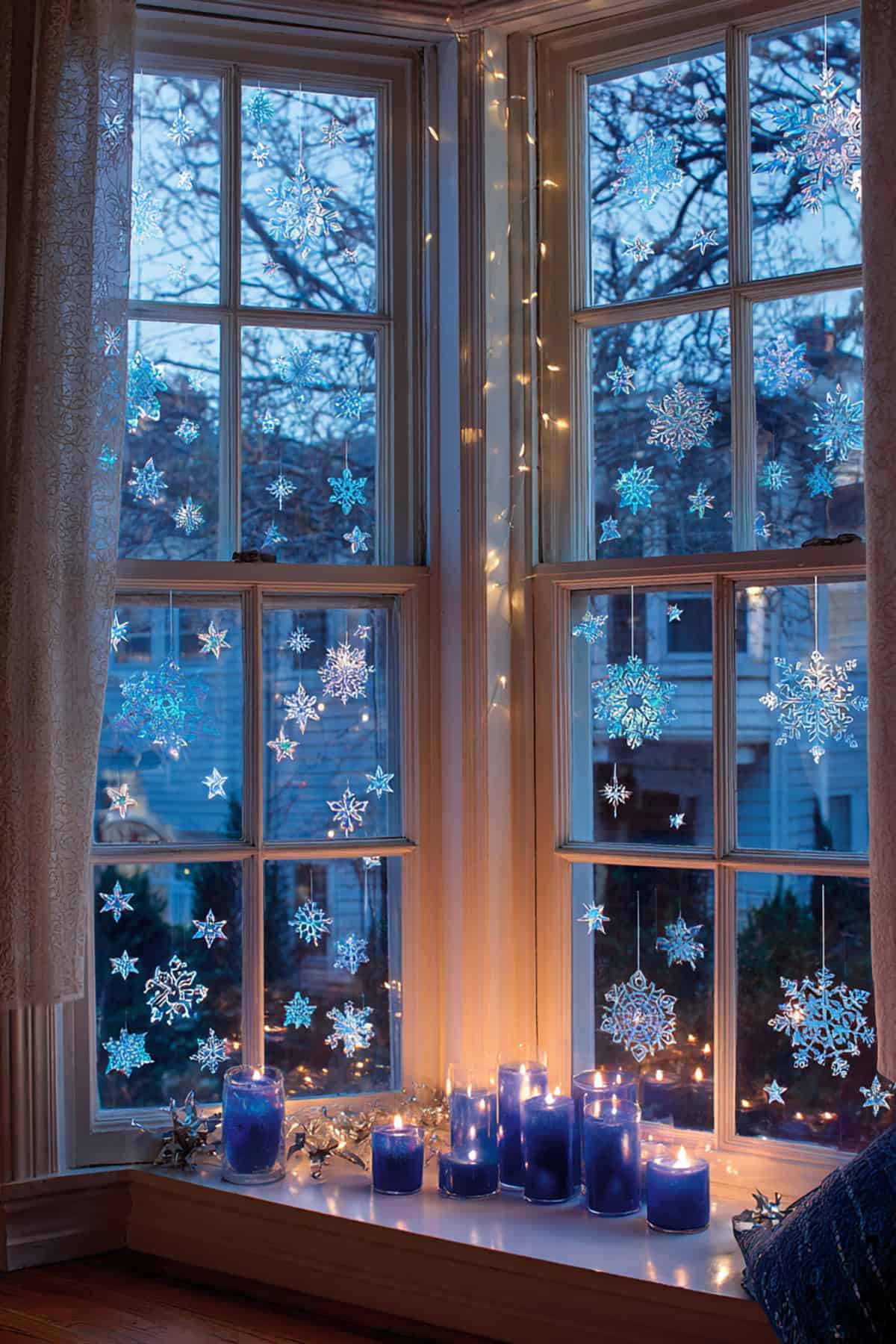 Frosted Blue Window Silhouettes