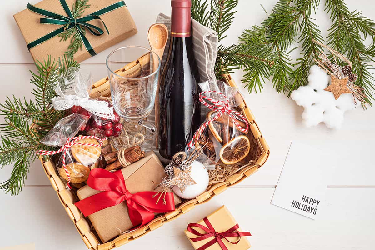 Gourmet Wine and Winter Treats Basket