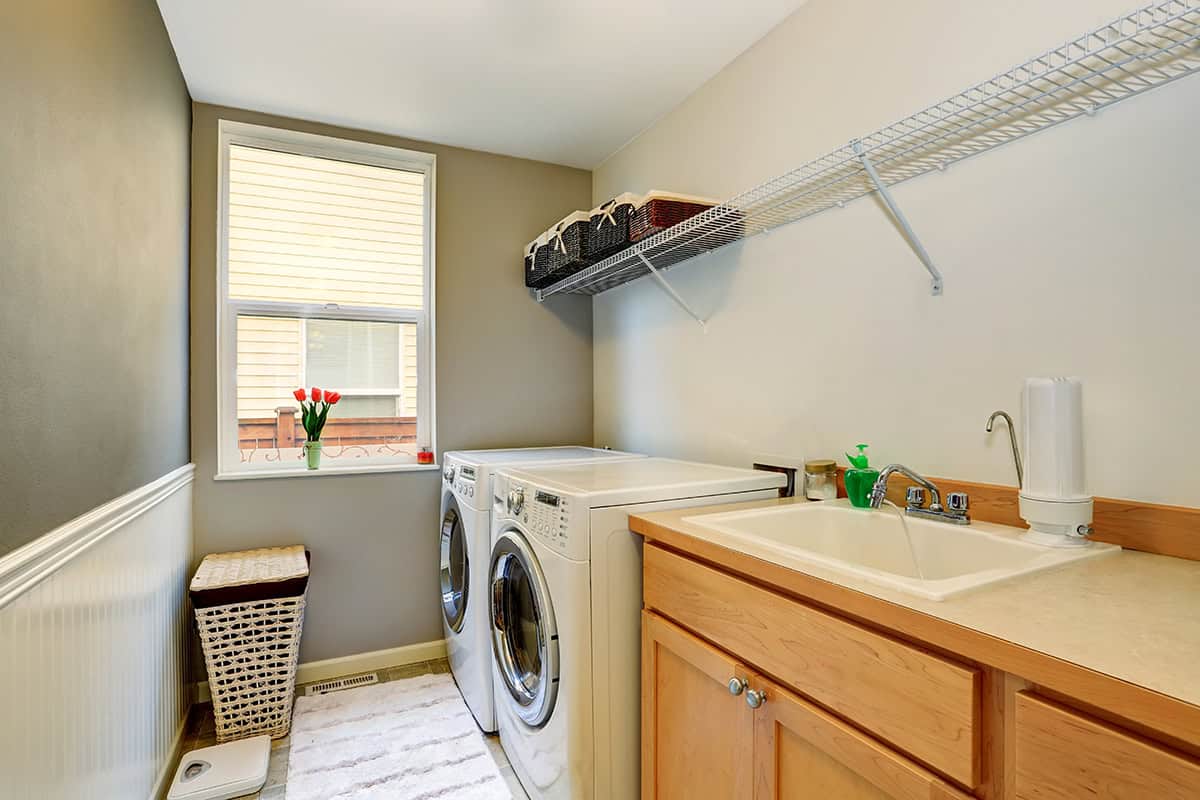 Long Laundry Room with Wall Brackets
