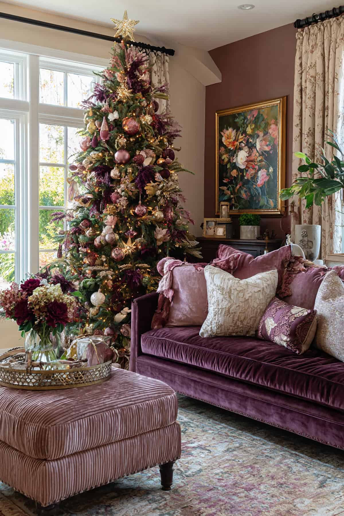 Mauve and Plum Elegant Holiday Corner