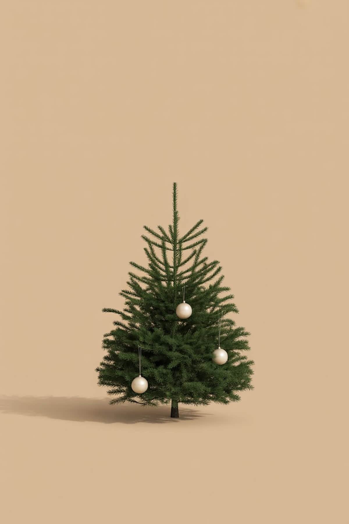 Minimal Scandinavian Fir Tree on Beige