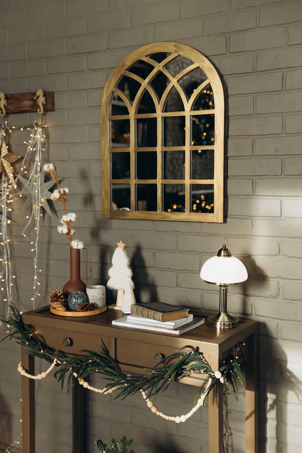 Narrow Console Table Holiday Scene