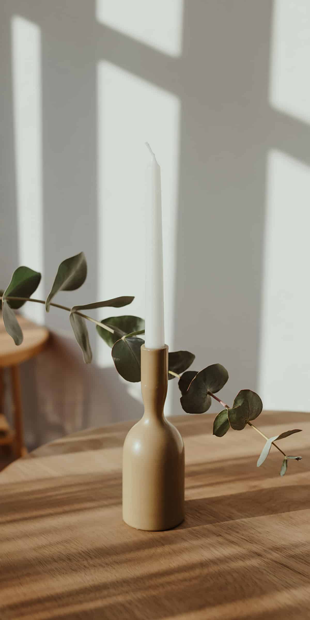 Neutral Candlestick and Greenery