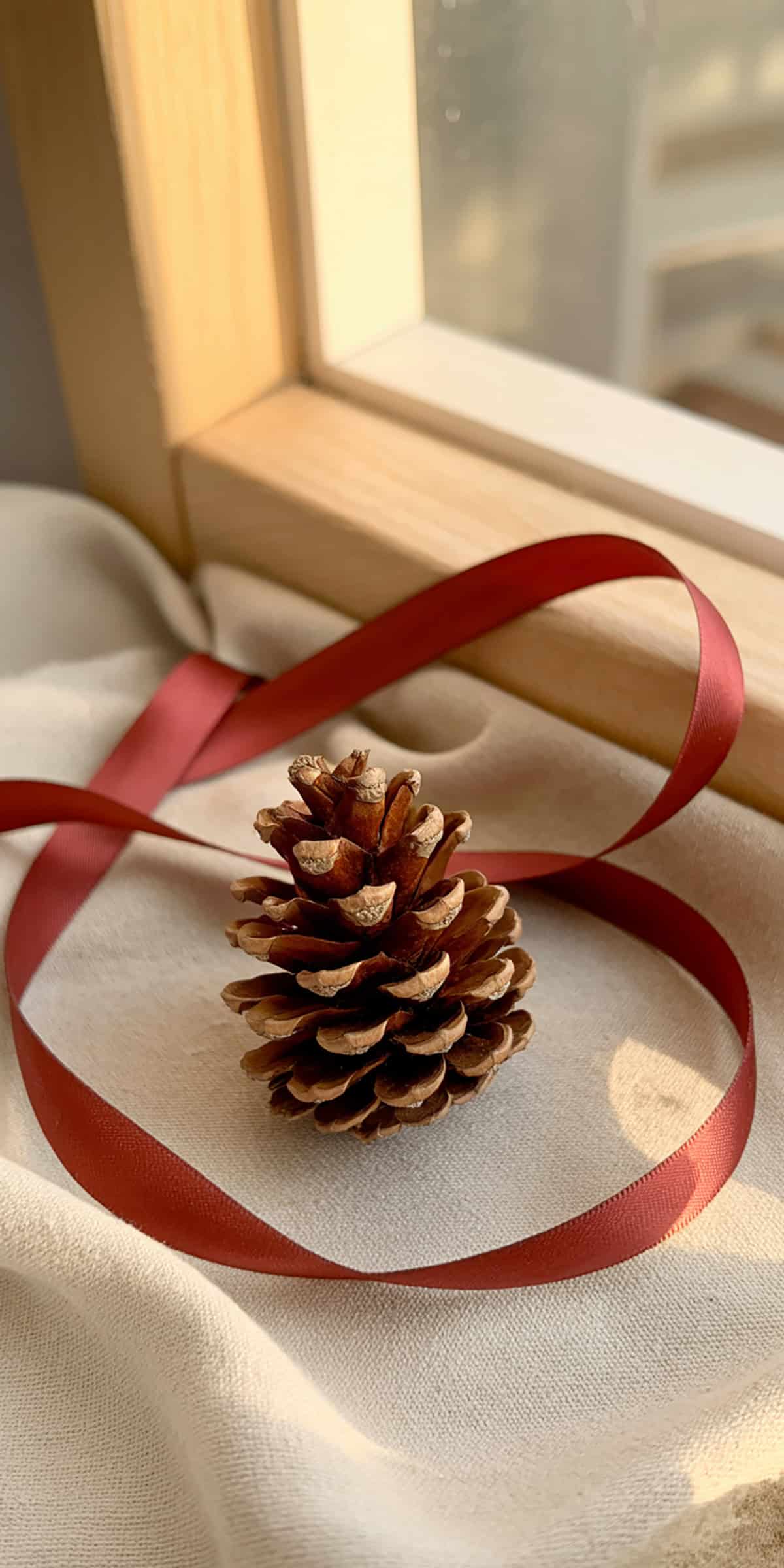 Pinecone and Ribbon Composition