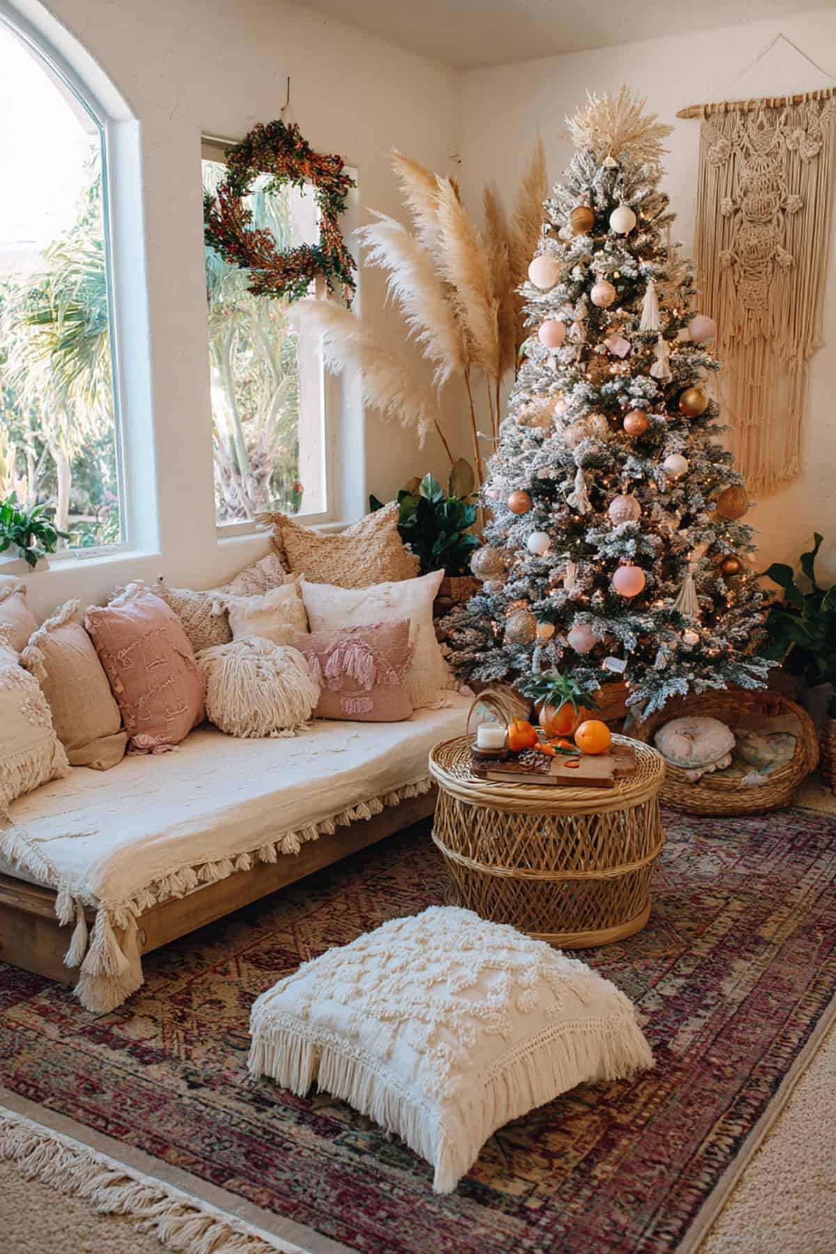 Pink Boho Christmas Corner