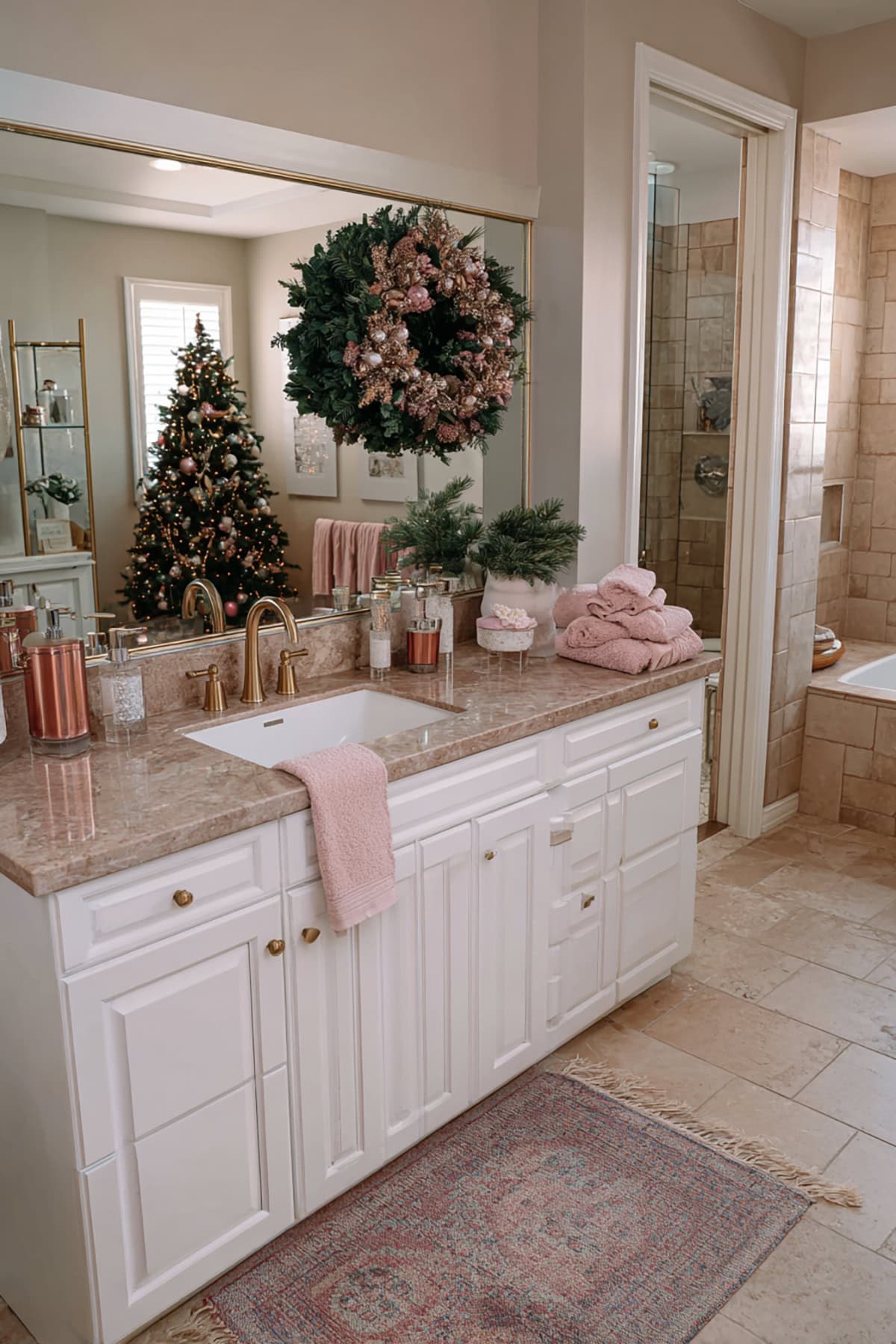 Pink Glam Bathroom Holiday Touches