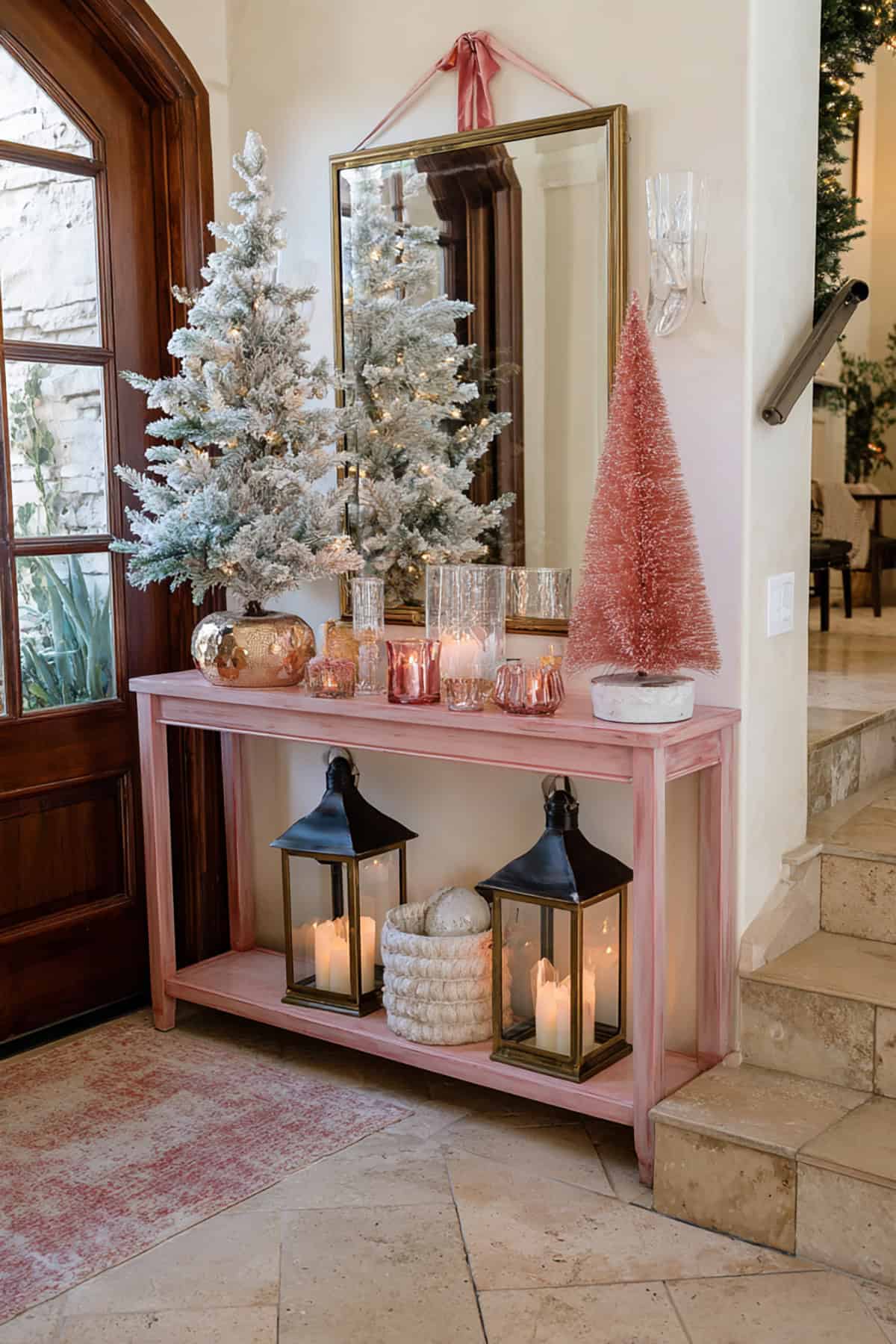 Pink Holiday Entryway Console