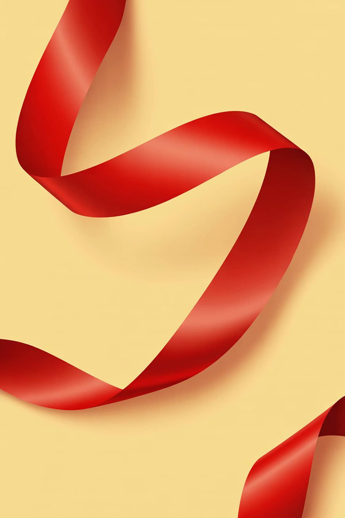 Red Ribbon Curve on Cream