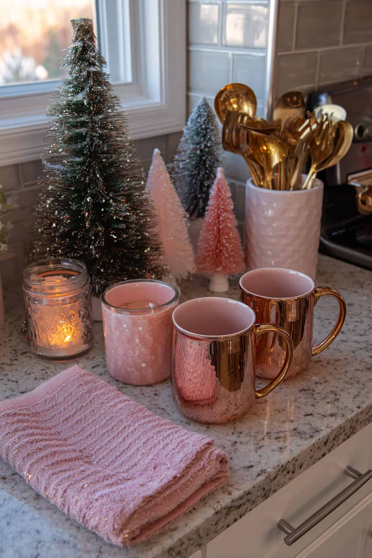 Rose Gold Kitchen Christmas Nook