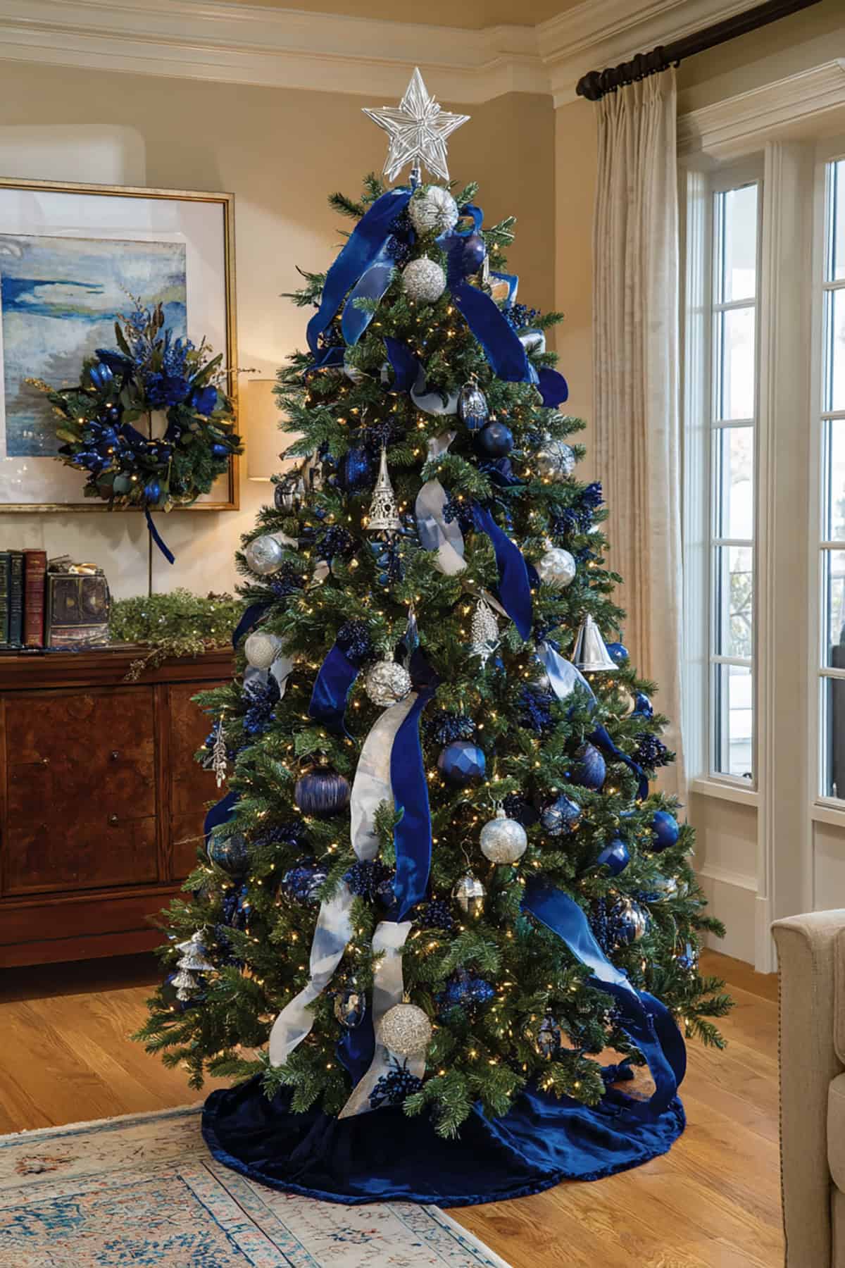 Royal Blue Velvet Ribbon Tree