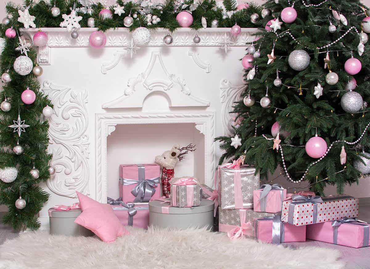 Silver and Pink Fireplace Corner