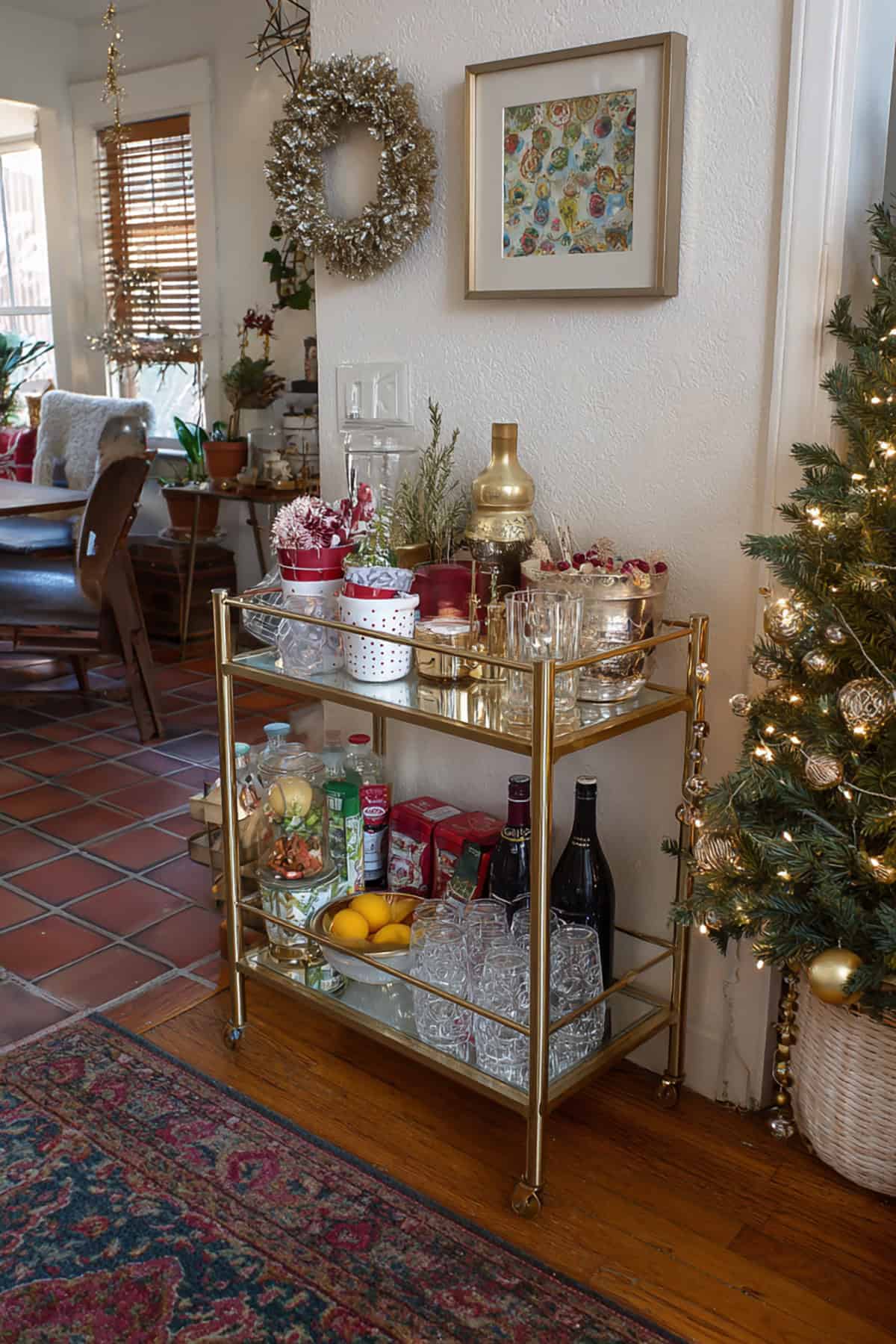 Slim Bar Cart Christmas Corner