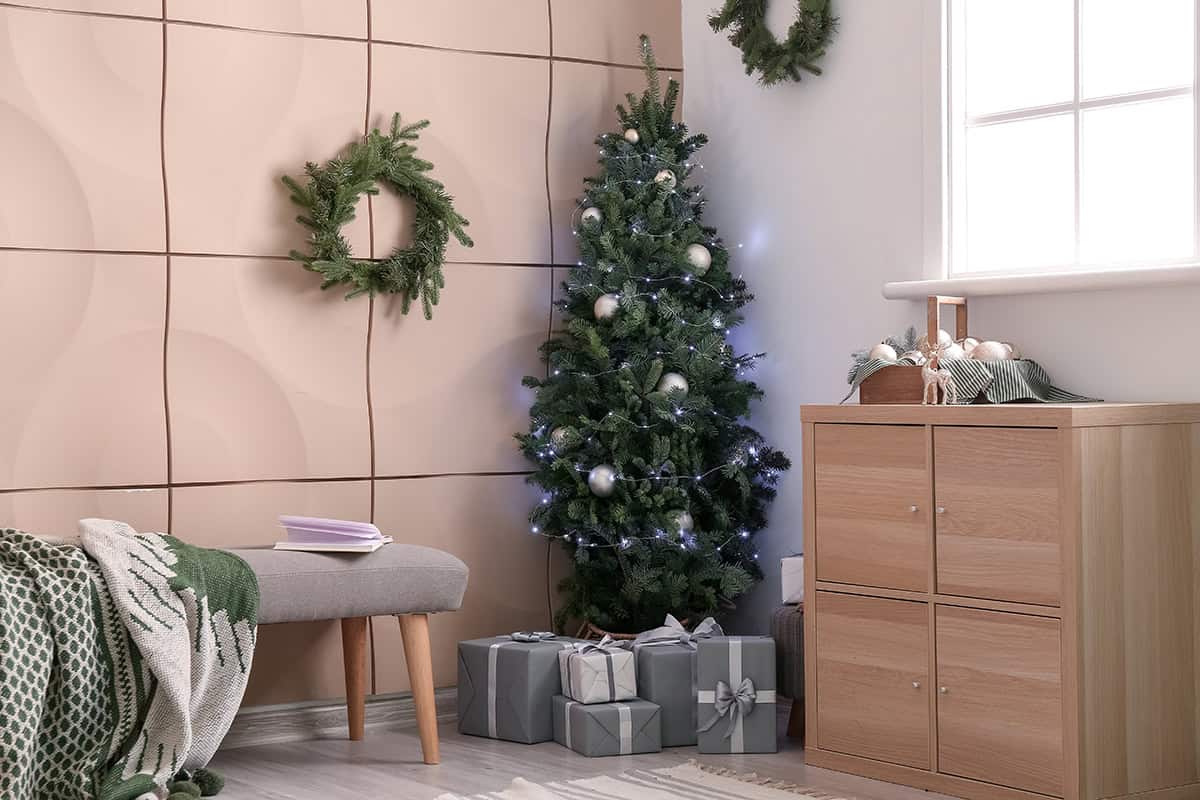 Slim Pencil Tree in a Corner