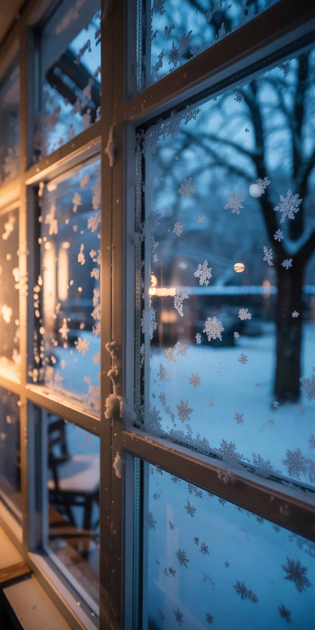 Snowfall Through Window