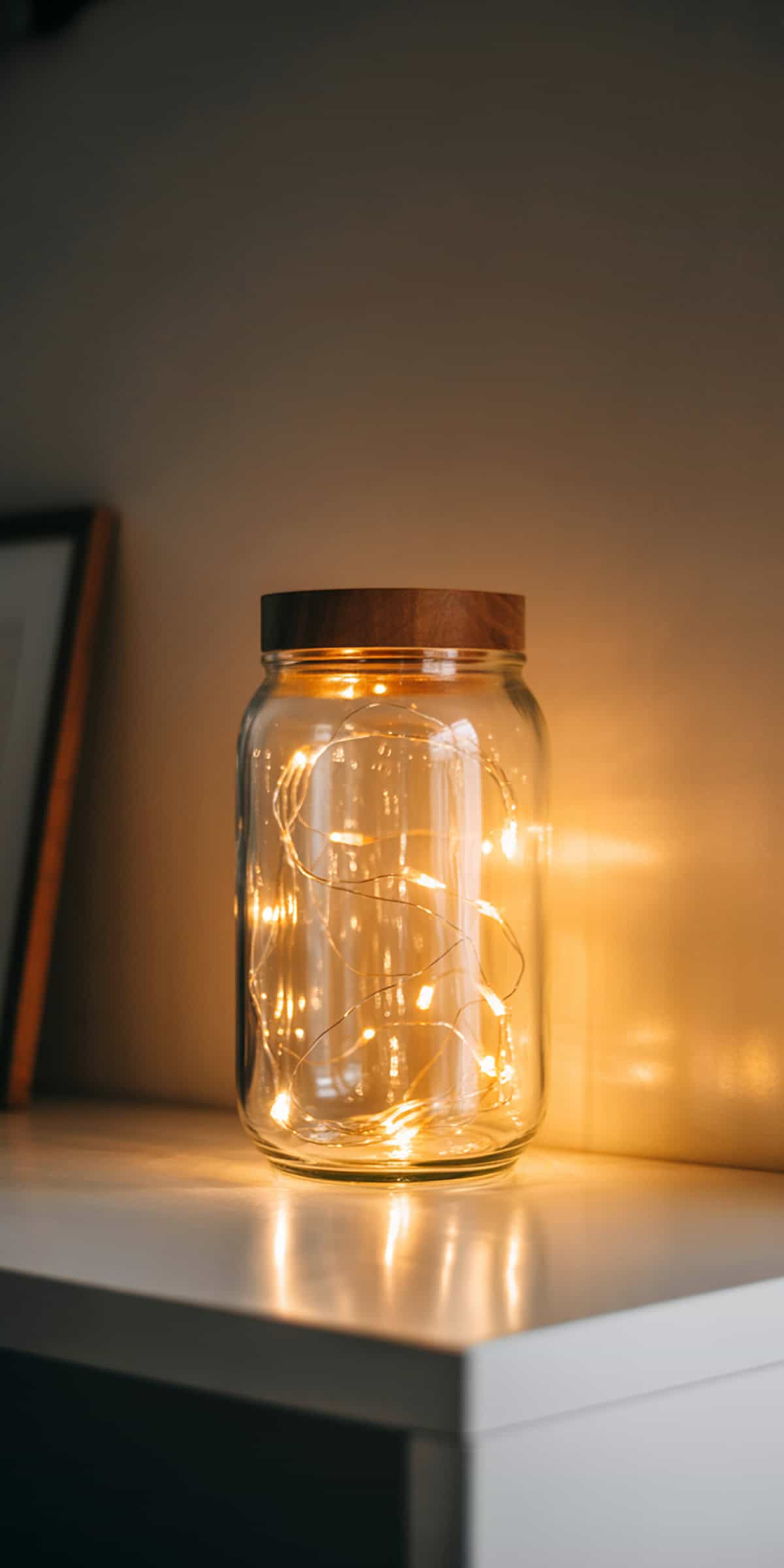 String Lights in Jar