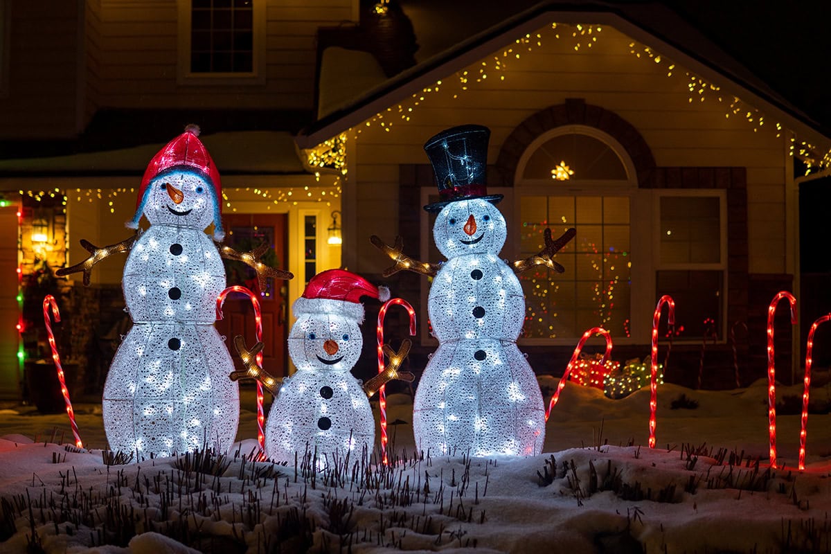 Trio of Glowing Snowmen