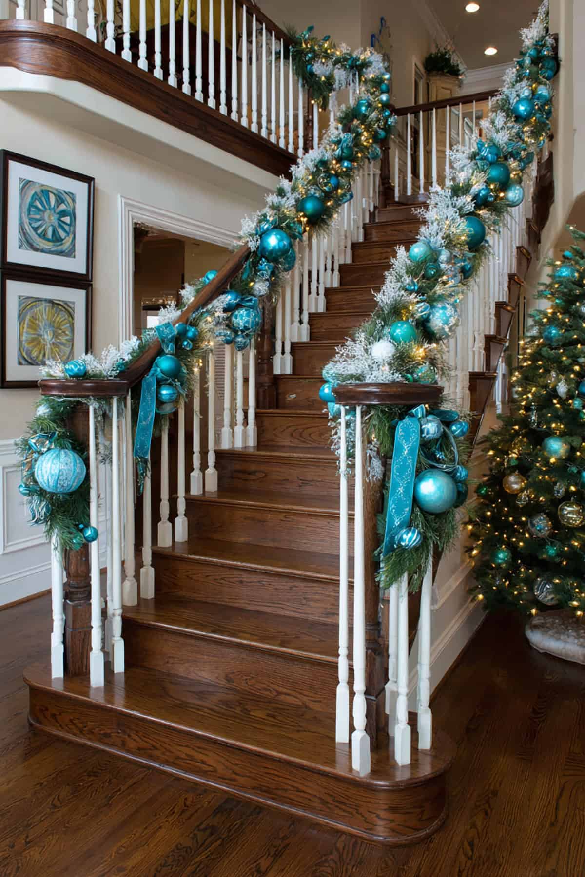 Turquoise and White Snowy Staircase