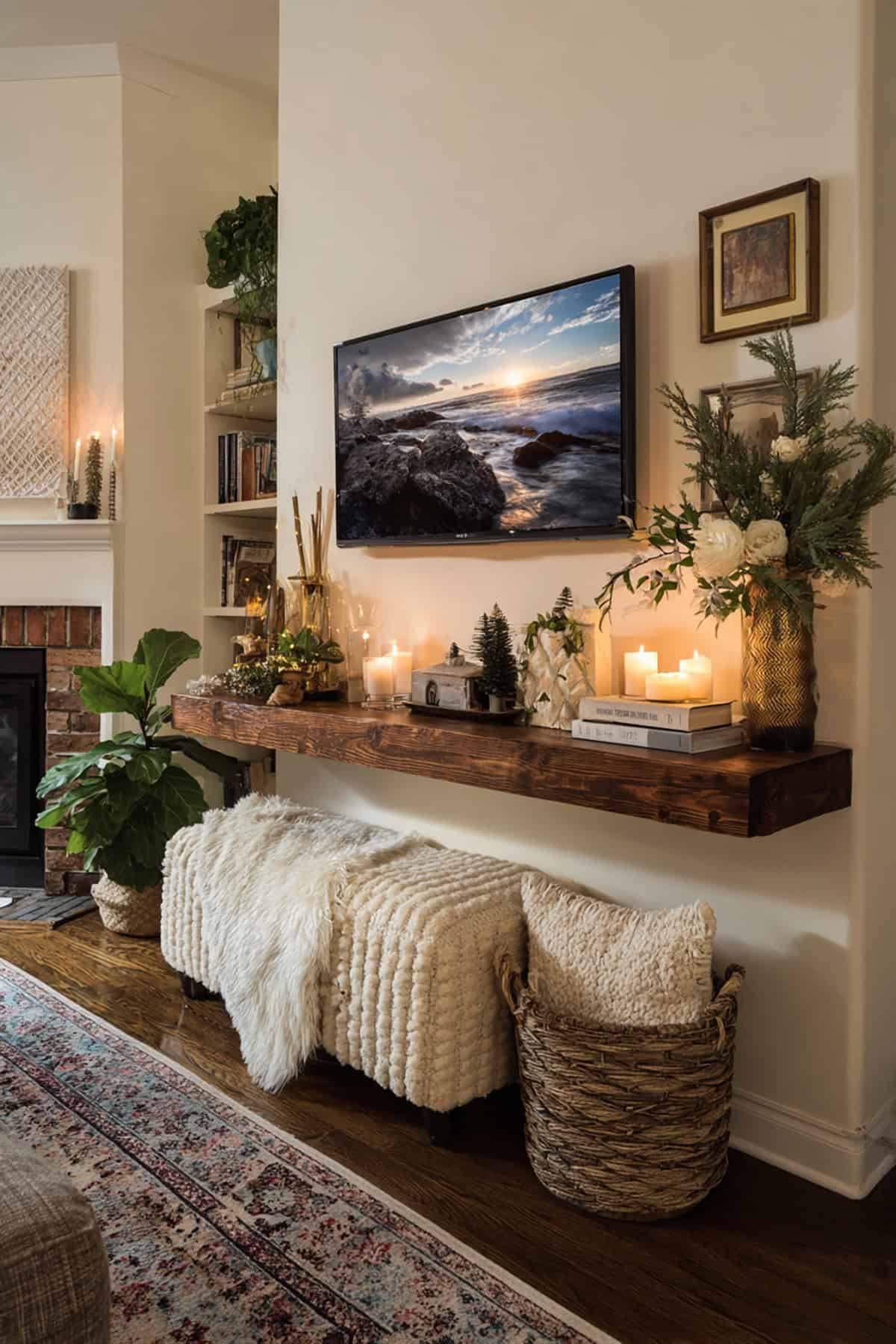 Under the TV Floating Mantel