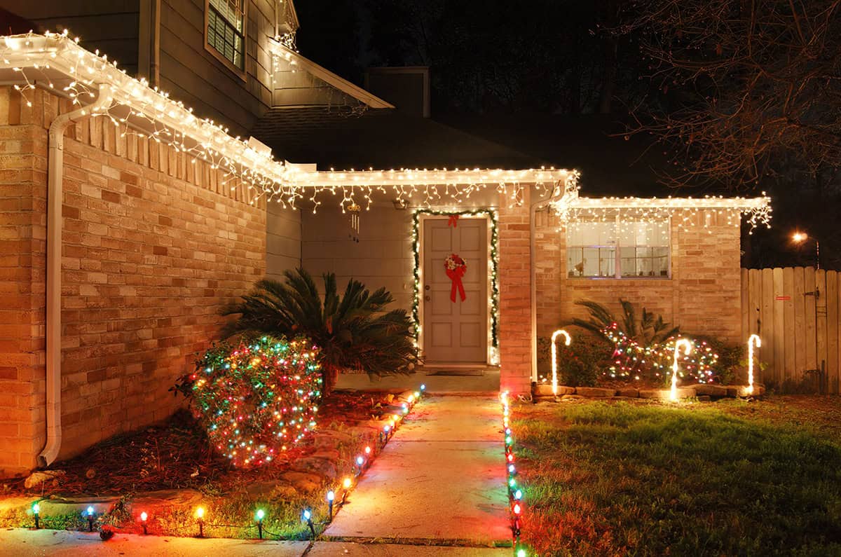 Walkway Lined With Candy Cane Lights