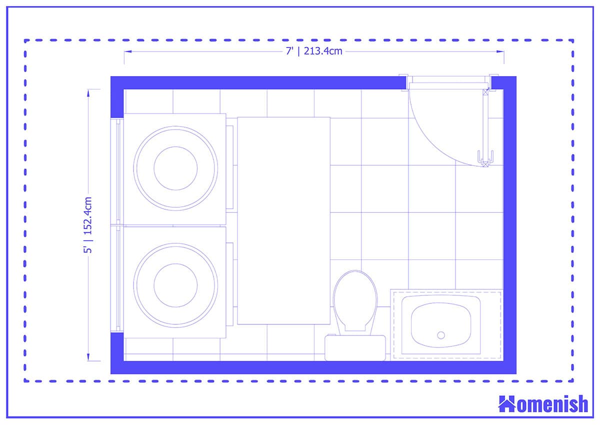 Washroom and Laundry Room Layout & Floor Plan