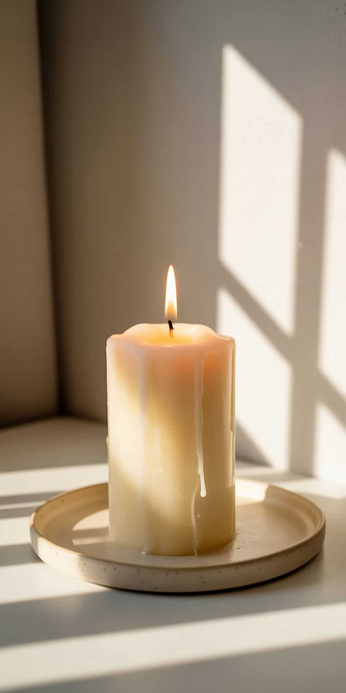 White Candle on Tray