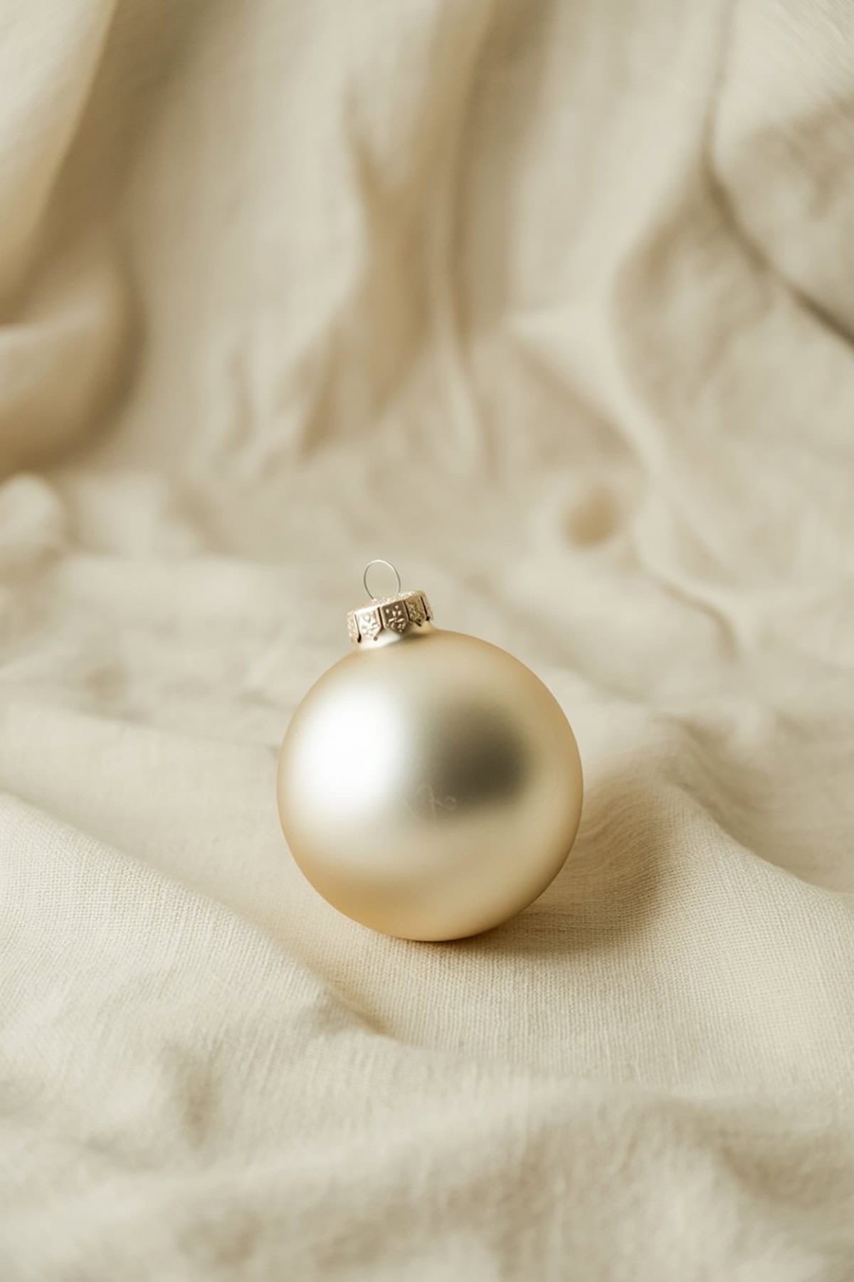 White Ornament on Linen Background