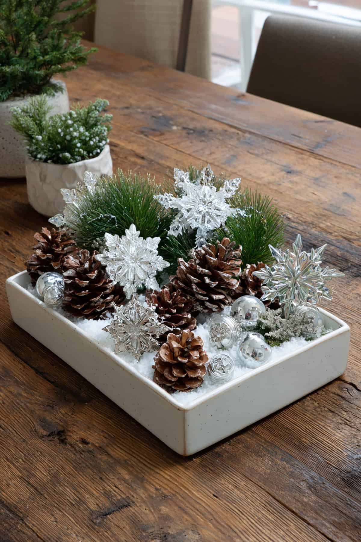 White Winter Tray with Snowflakes