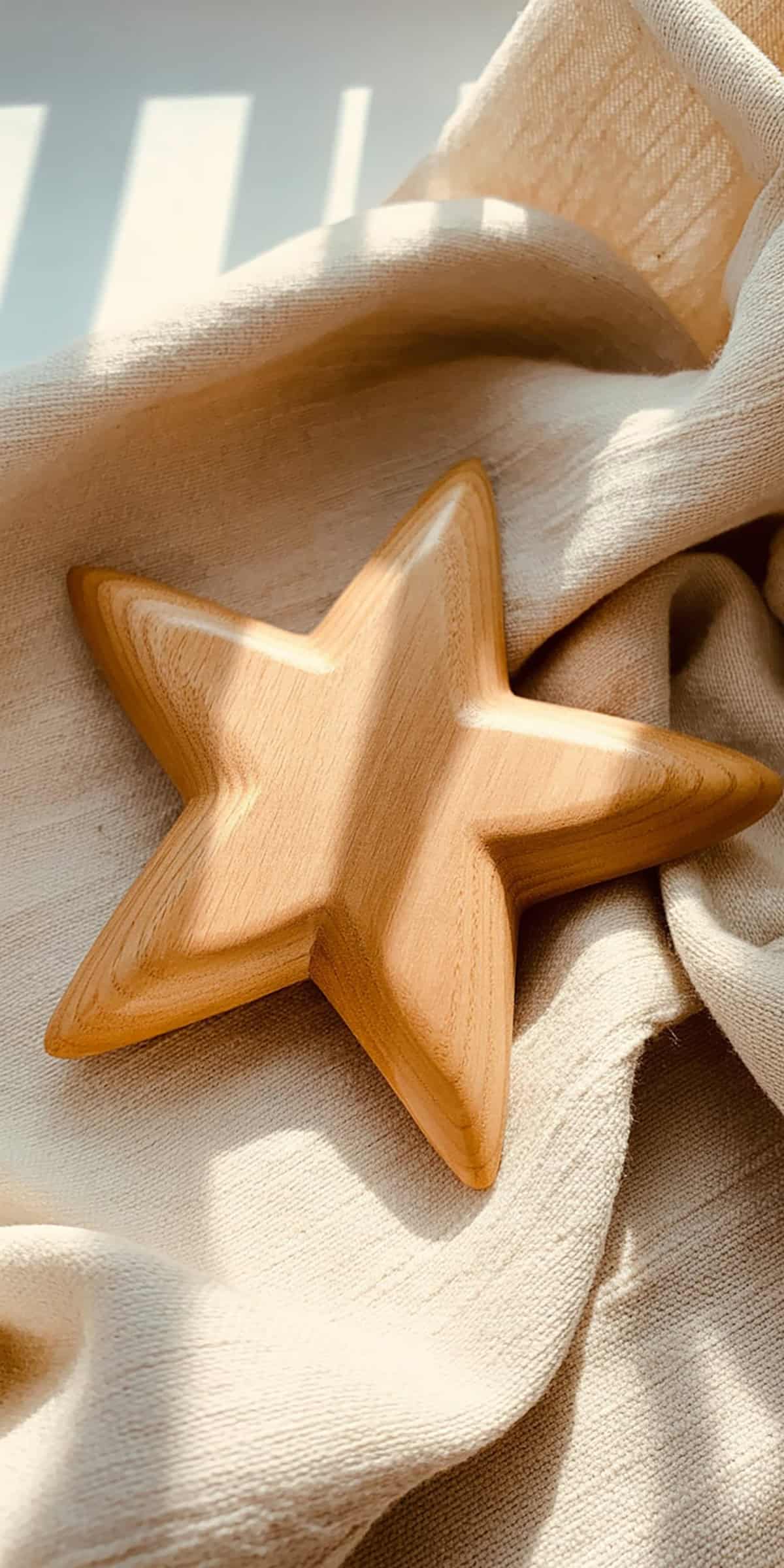 Wooden Star on Fabric