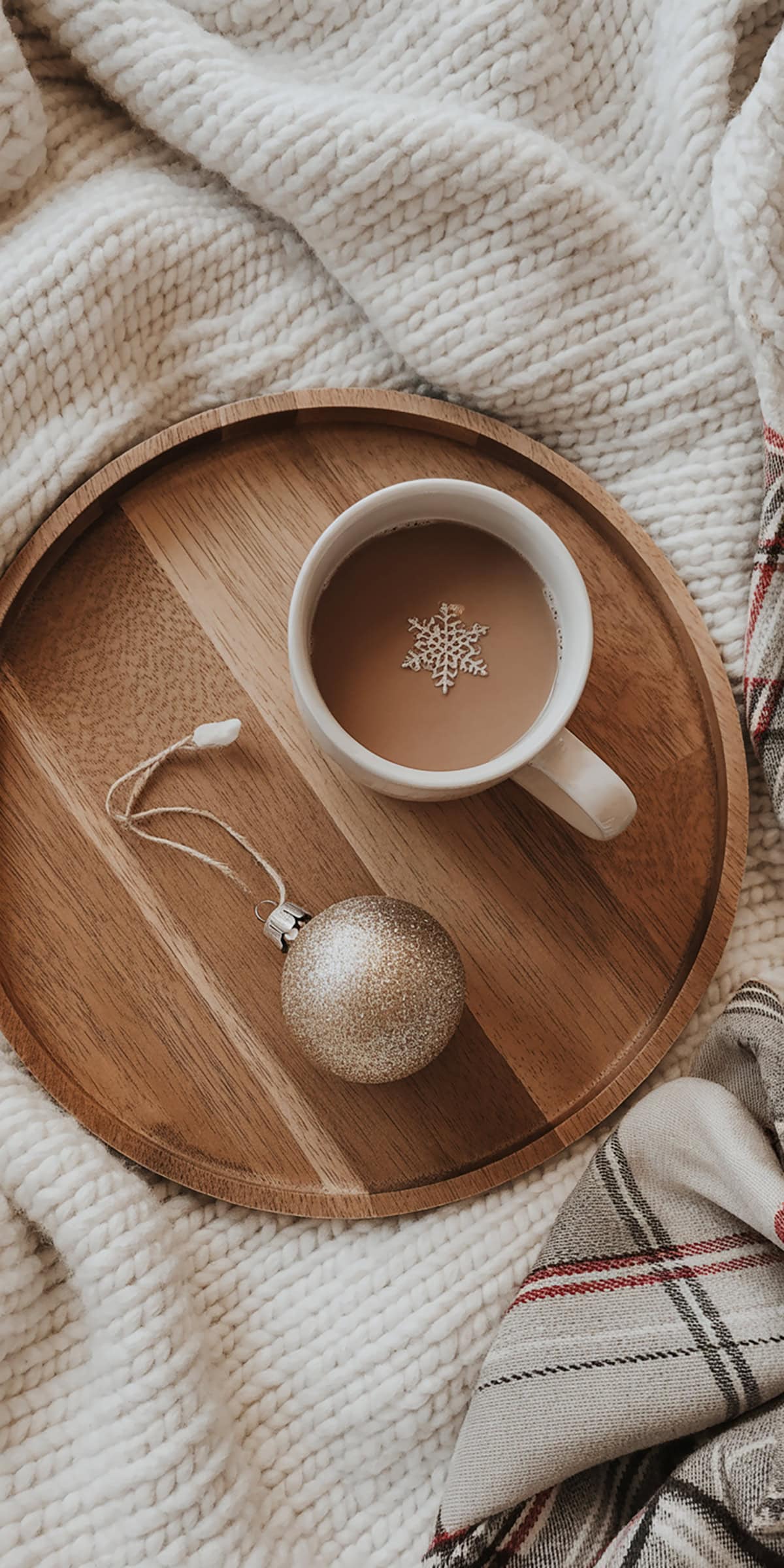 Wooden Tray with Cocoa and Ornament