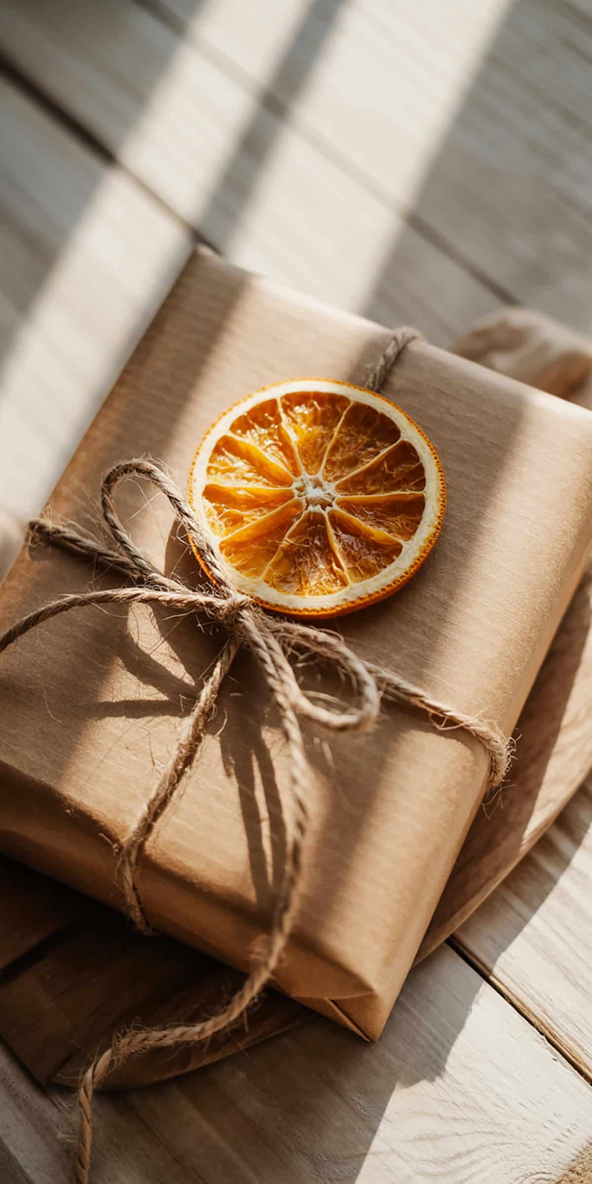 Wrapped Gift with Dried Orange Slice
