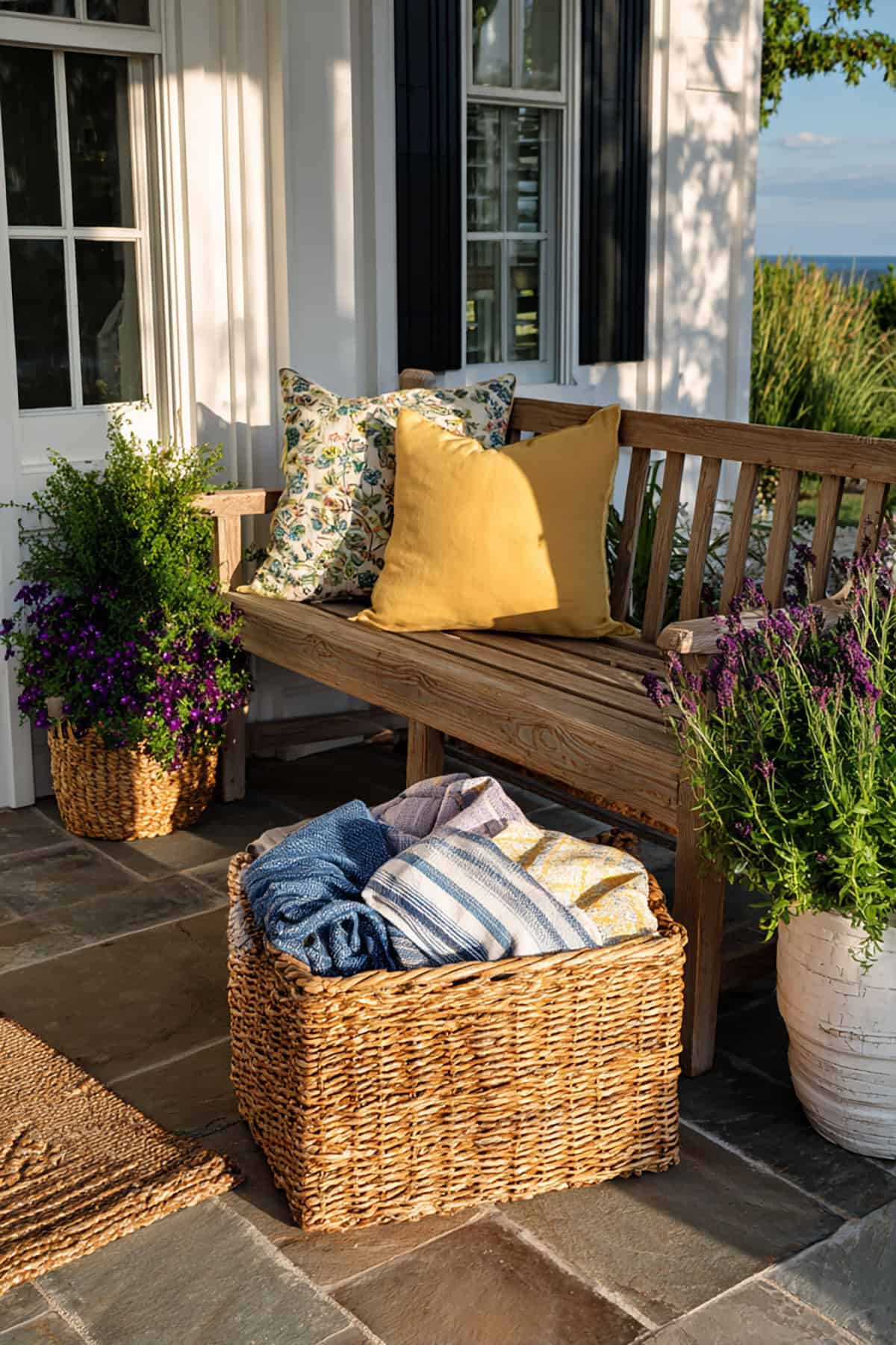 A Porch Basket of Spring Throws